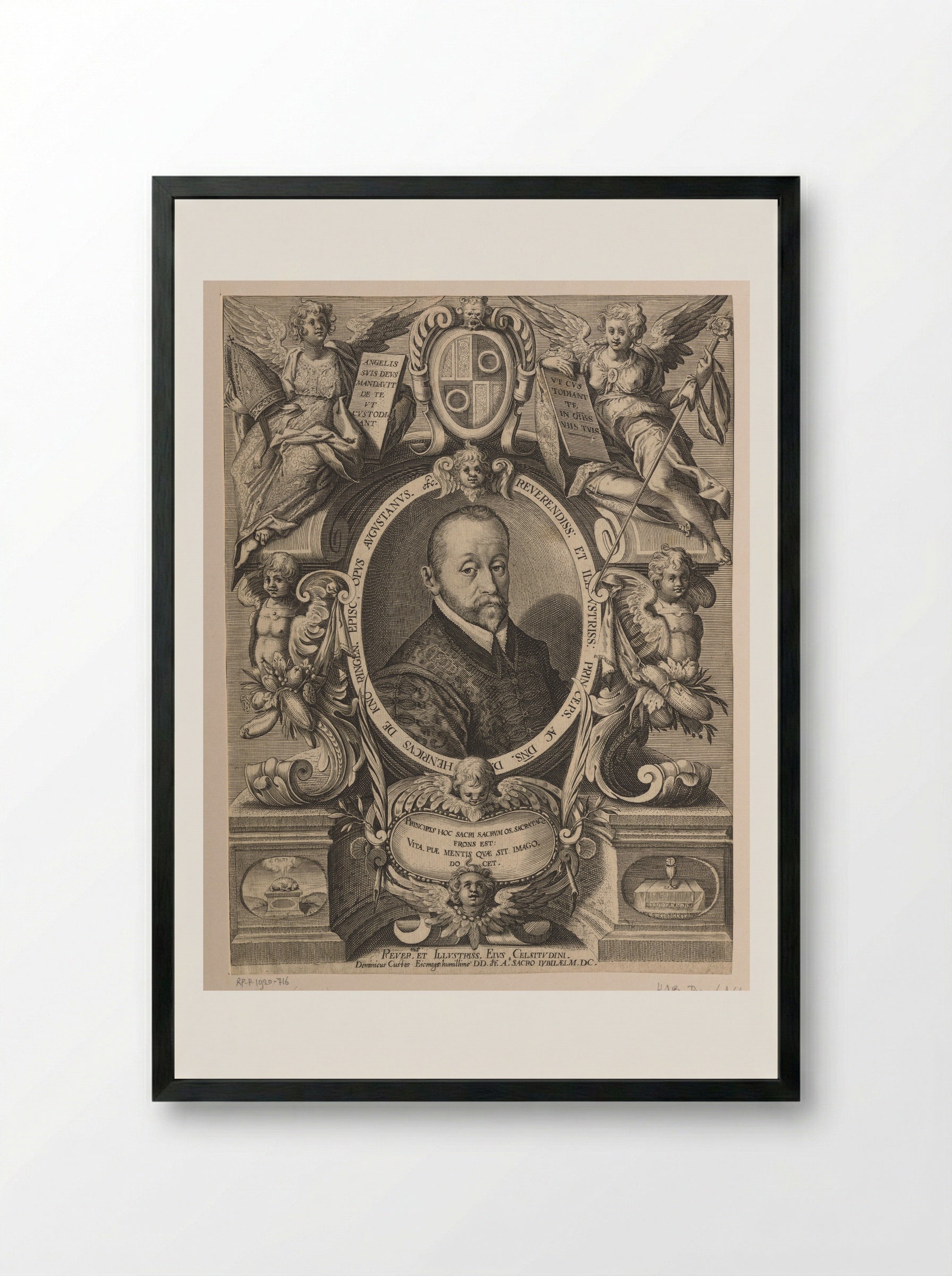 Portrait of Heinrich von Knöringen, Bishop of Augsburg - Dominicus Custos - Framed Print Black