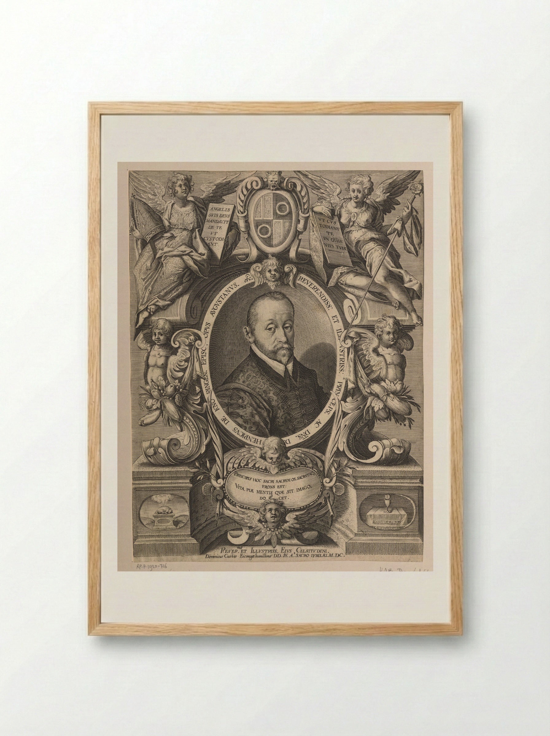 Portrait of Heinrich von Knöringen, Bishop of Augsburg - Dominicus Custos - Framed Print Wood