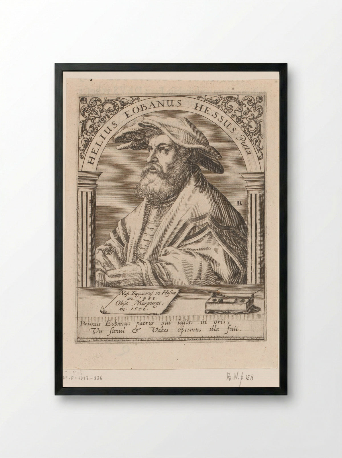 Portrait of Helius Eobanus Hessus - Helius Eobanus Hessus - Framed Print Black