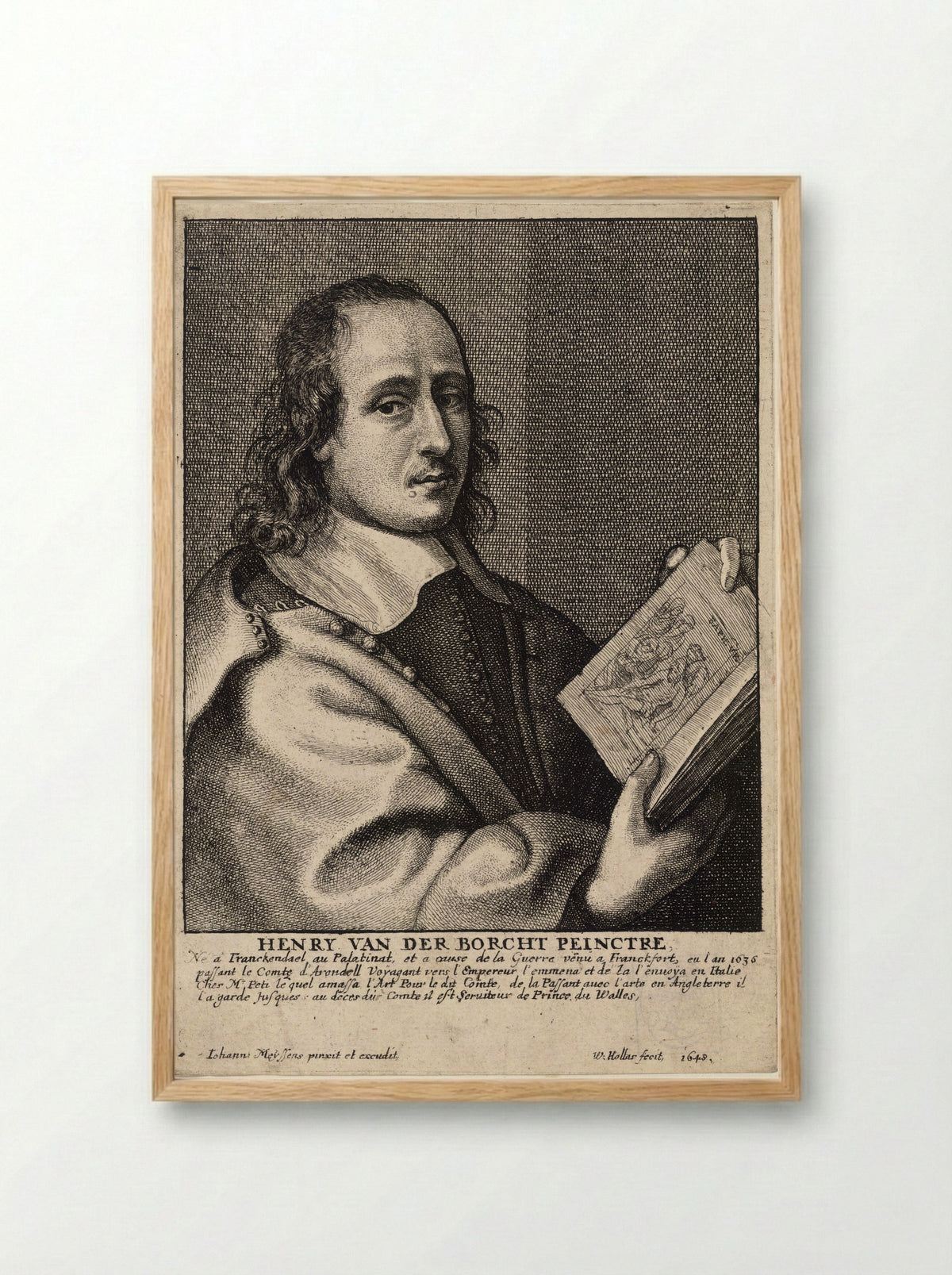 Portrait of Hendrik van der Borcht the Younger - Wenceslaus Hollar - Framed Print Wood