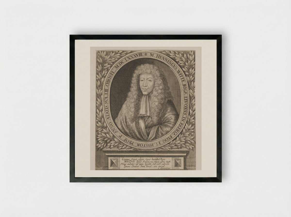 Portrait of Henning Witte at Age 53 - Johann Ulrich Kraus - Framed Print Black