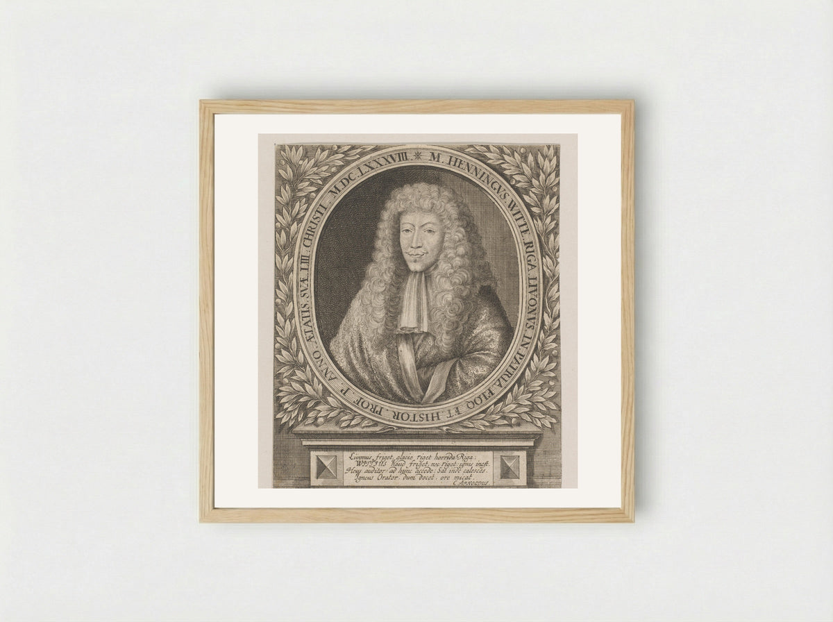 Portrait of Henning Witte at Age 53 - Johann Ulrich Kraus - Framed Print Wood