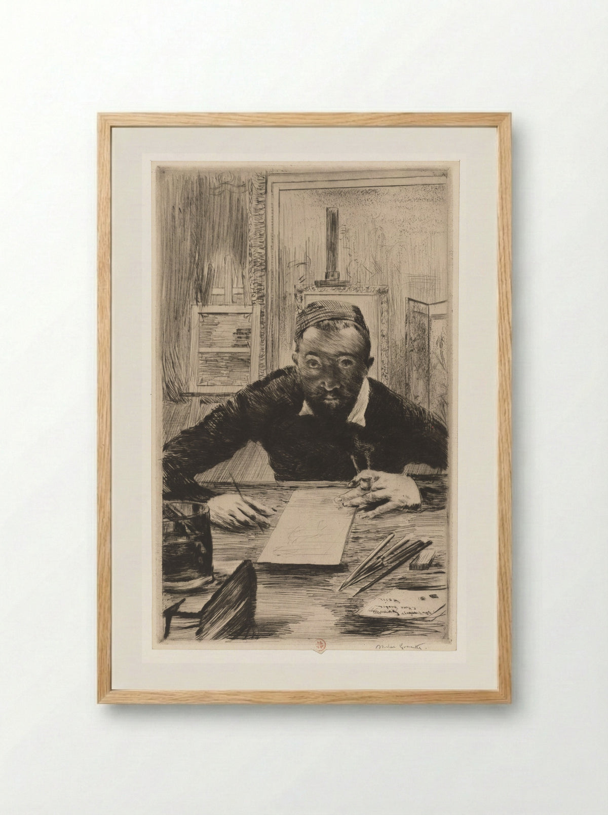 Portrait of Henri Charles Guérard - Norbert Goeneutte - Framed Print Wood