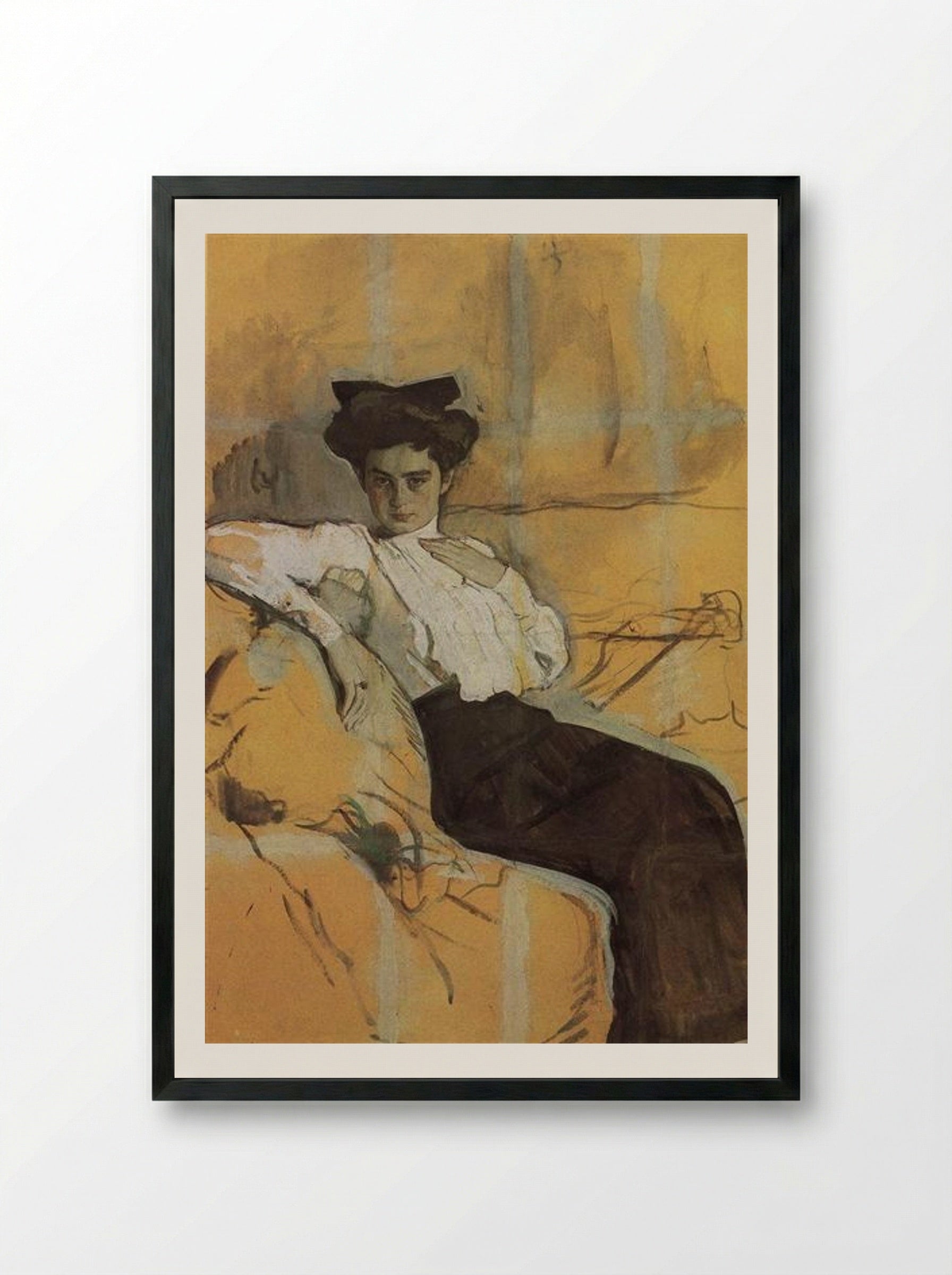 Portrait of Henrietta Girshman - Valentin Serov - Framed Print Black