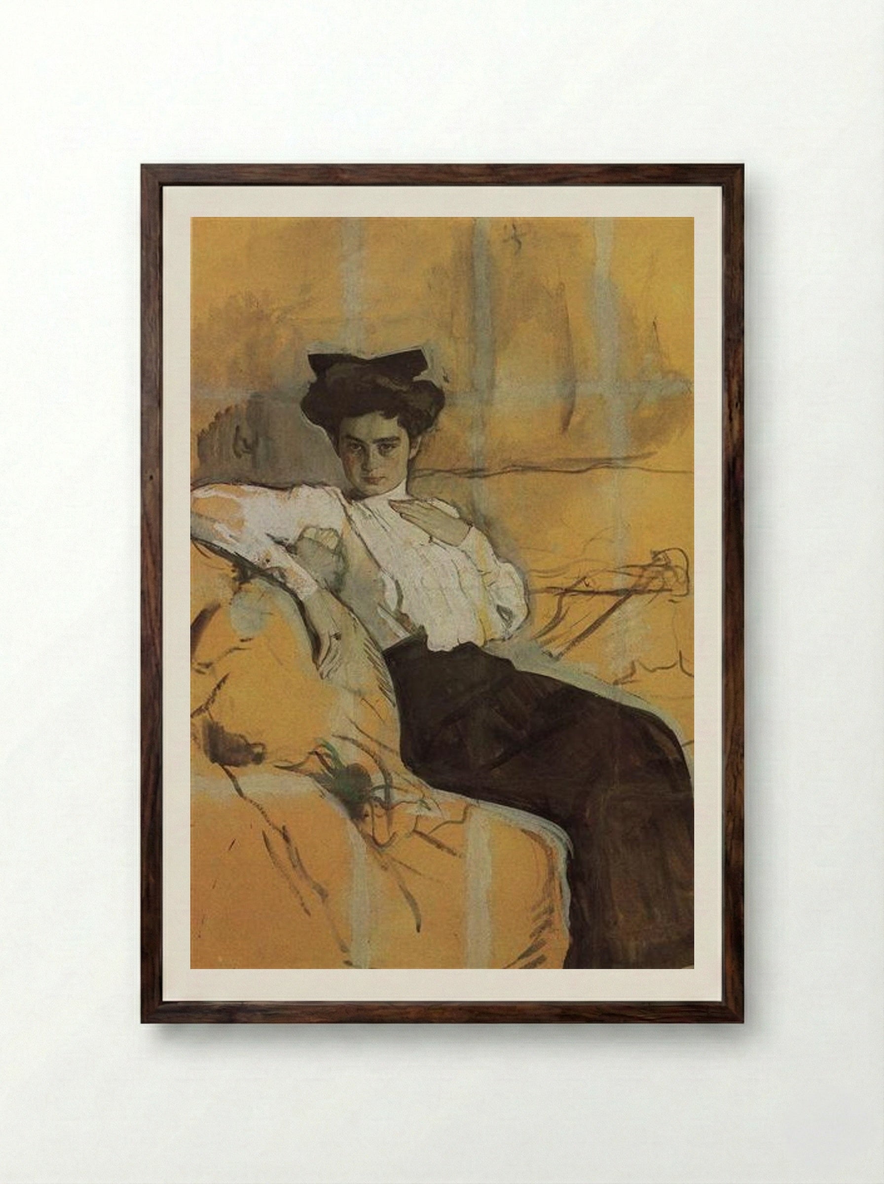 Portrait of Henrietta Girshman - Valentin Serov - Framed Print Dark Wood