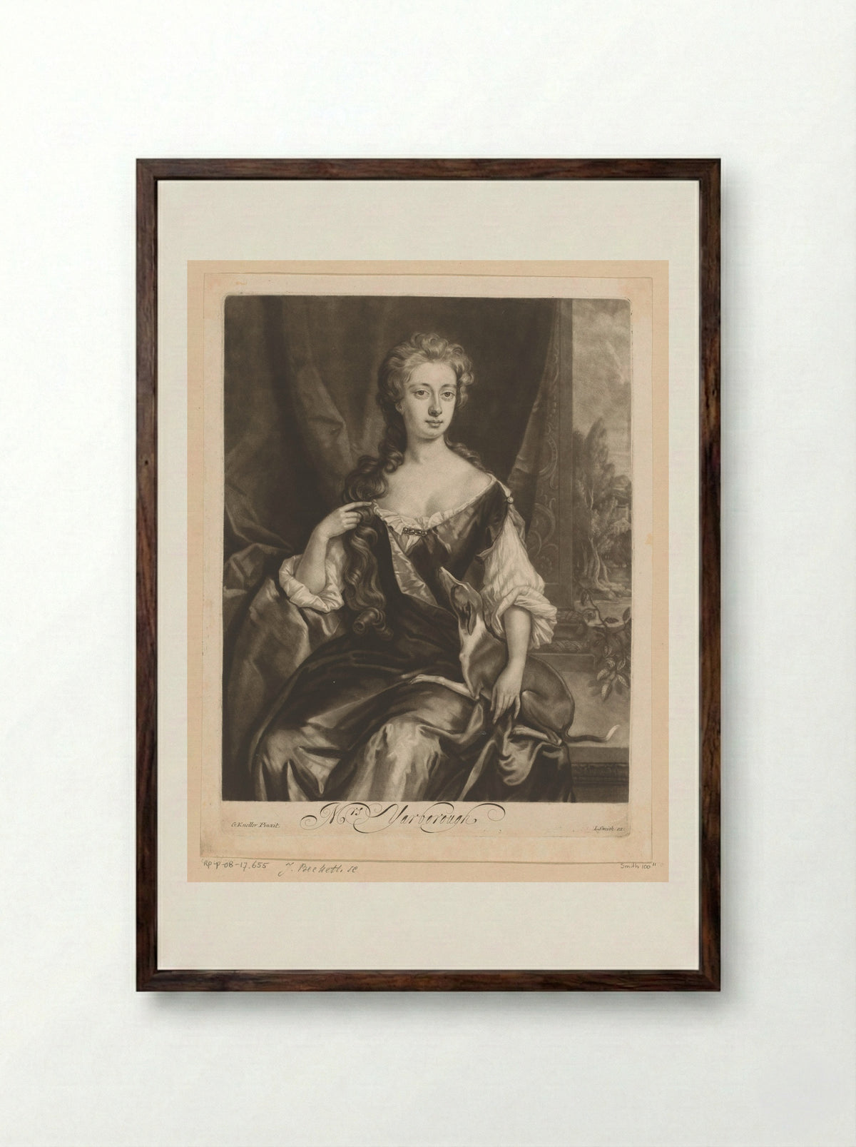 Portrait of Henrietta Maria Yarborough - Isaac Beckett - Framed Print Dark Wood