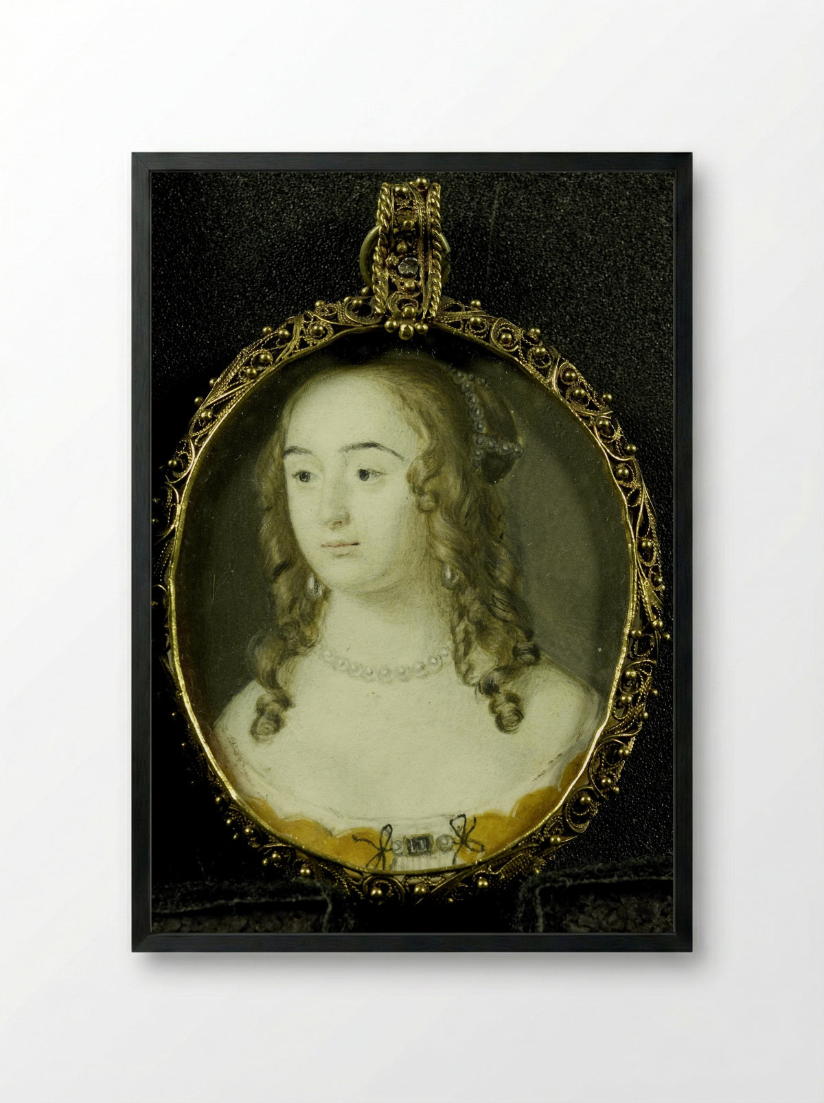 Portrait of Henriette Marie of the Palatinate - Alexander Cooper - Framed Print Black