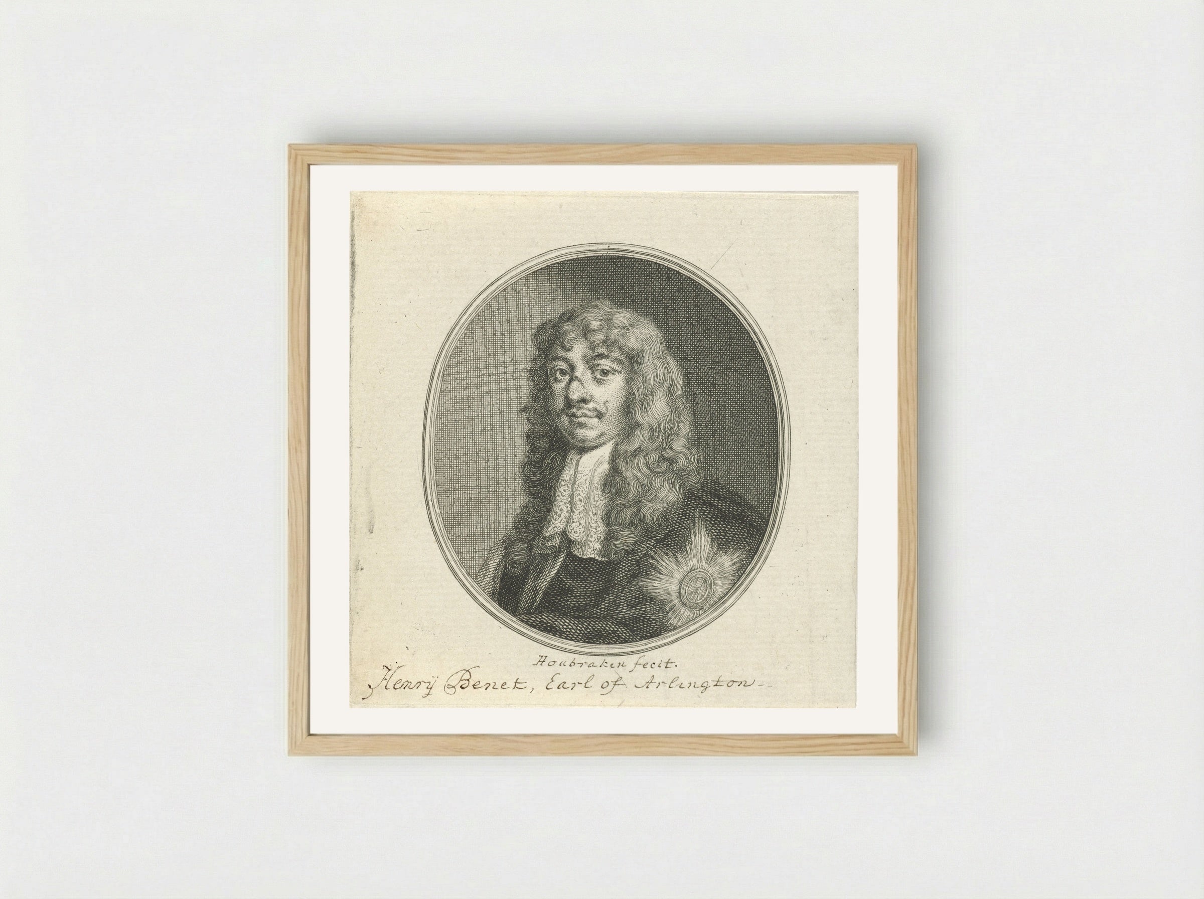 Portrait of Henry Bennett, 1st Earl of Arlington - Jacob Houbraken - Framed Print Wood