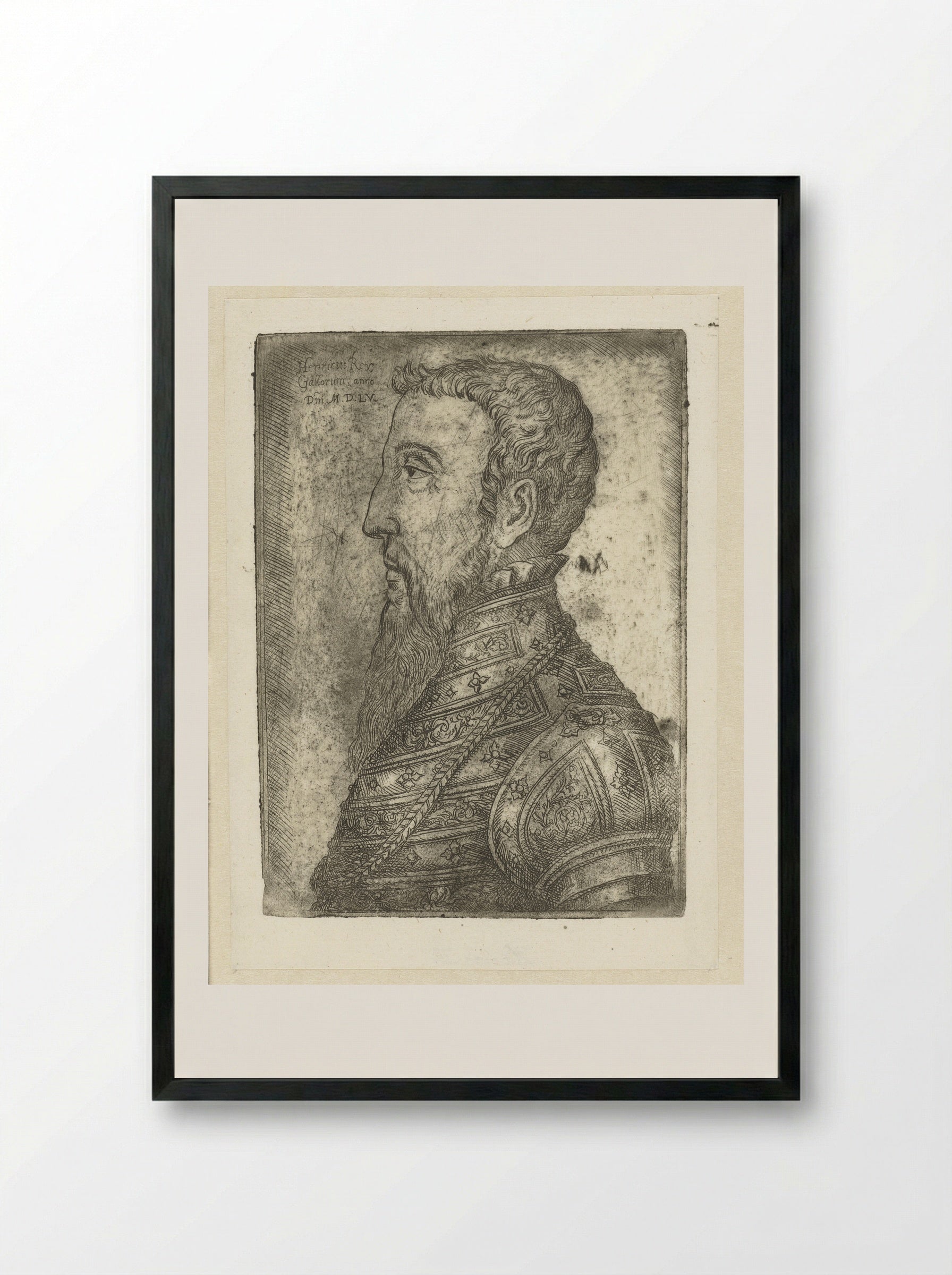 Portrait of Henry II of France - Jan Cornelisz Vermeyen - Framed Print Black