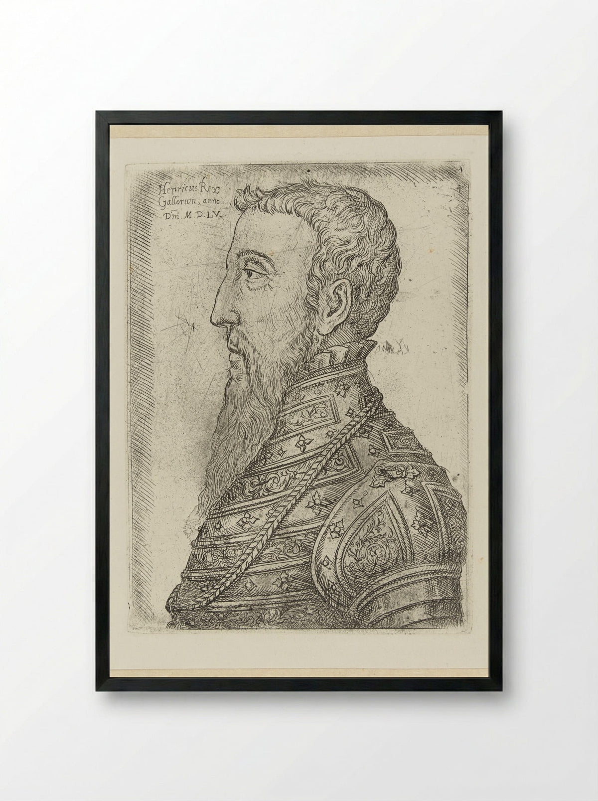 Portrait of Henry II of France - Jan Cornelisz. Vermeyen - Framed Print Black