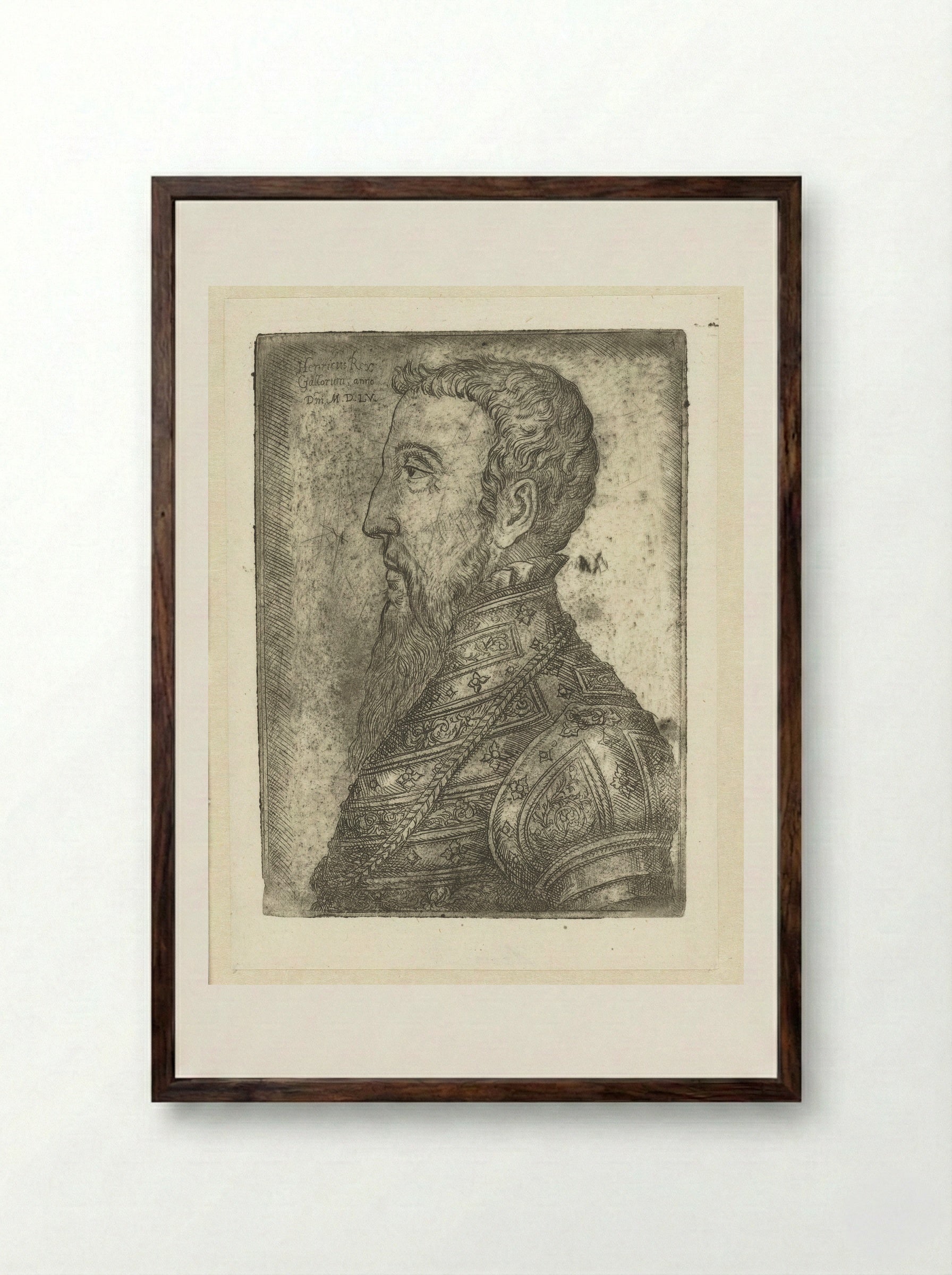 Portrait of Henry II of France - Jan Cornelisz Vermeyen - Framed Print Dark Wood