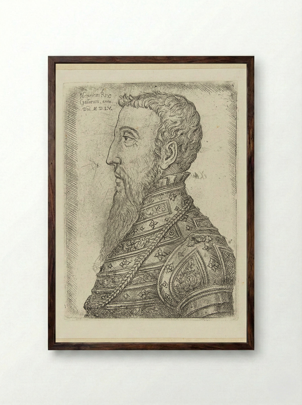 Portrait of Henry II of France - Jan Cornelisz. Vermeyen - Framed Print Dark Wood