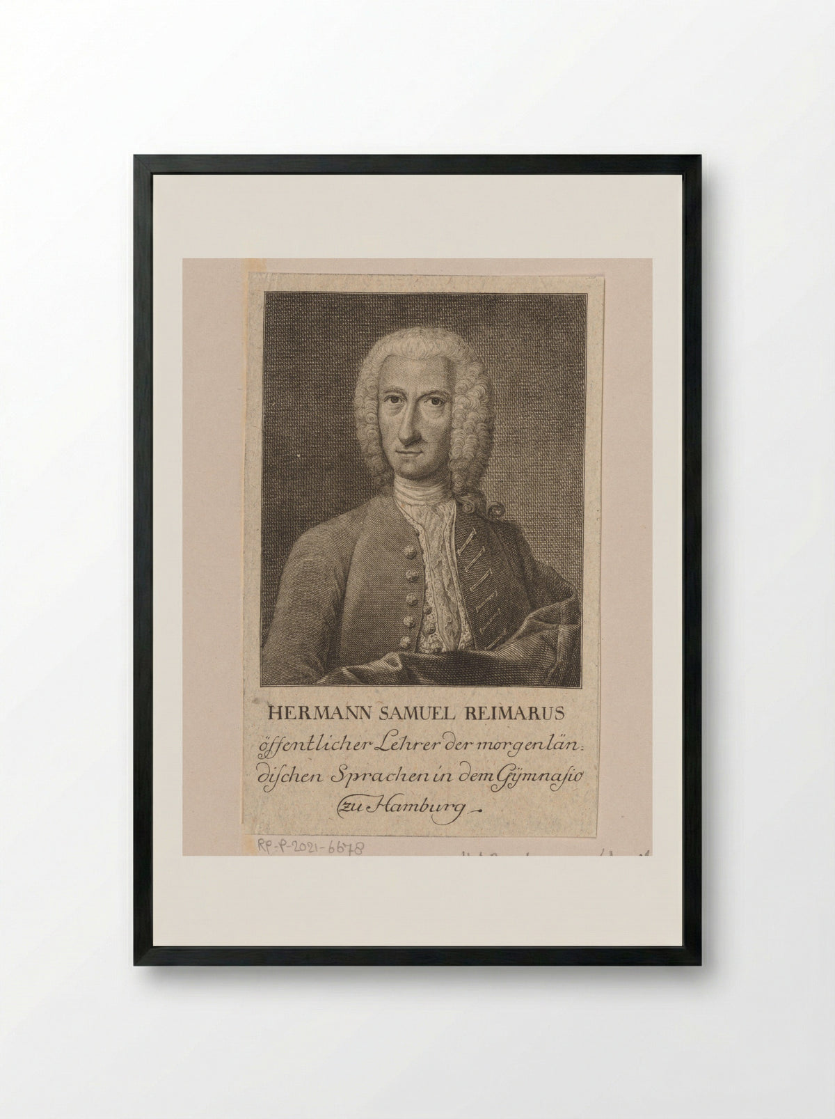 Portrait of Hermann Samuel Reimarus - Christian Fritzsch - Framed Print Black