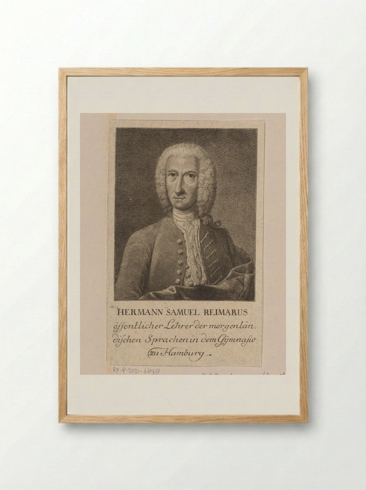 Portrait of Hermann Samuel Reimarus - Christian Fritzsch - Framed Print Wood
