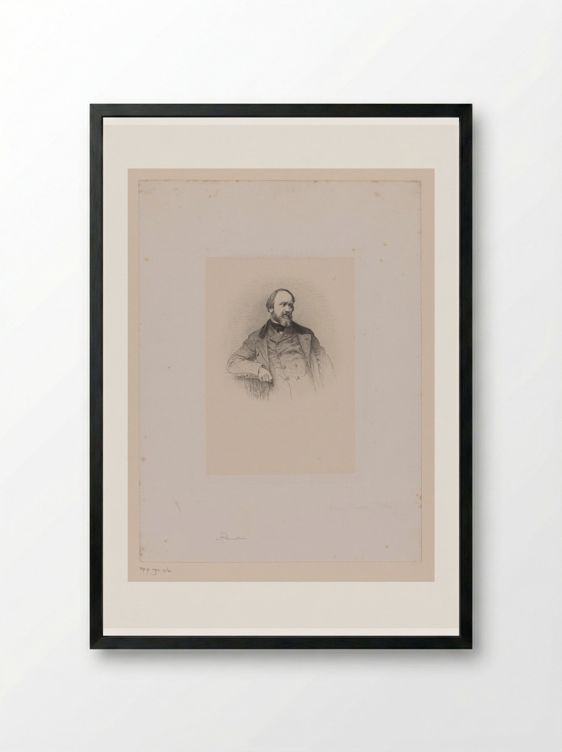 Portrait of Hippolyte Flandrin - Léopold Flameng - Framed Print Black