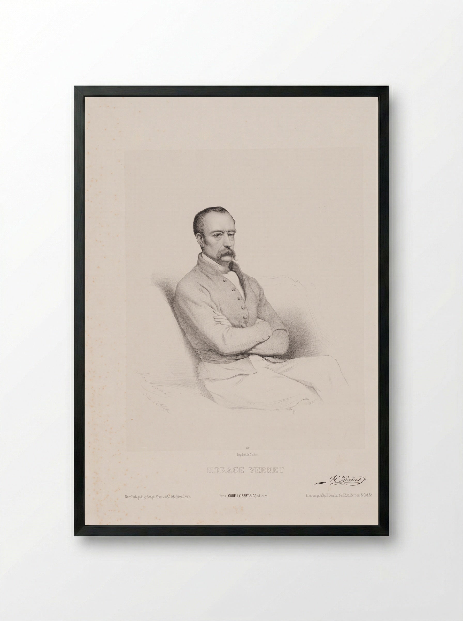 Portrait of Horace Vernet - Horace Vernet - Framed Print Black