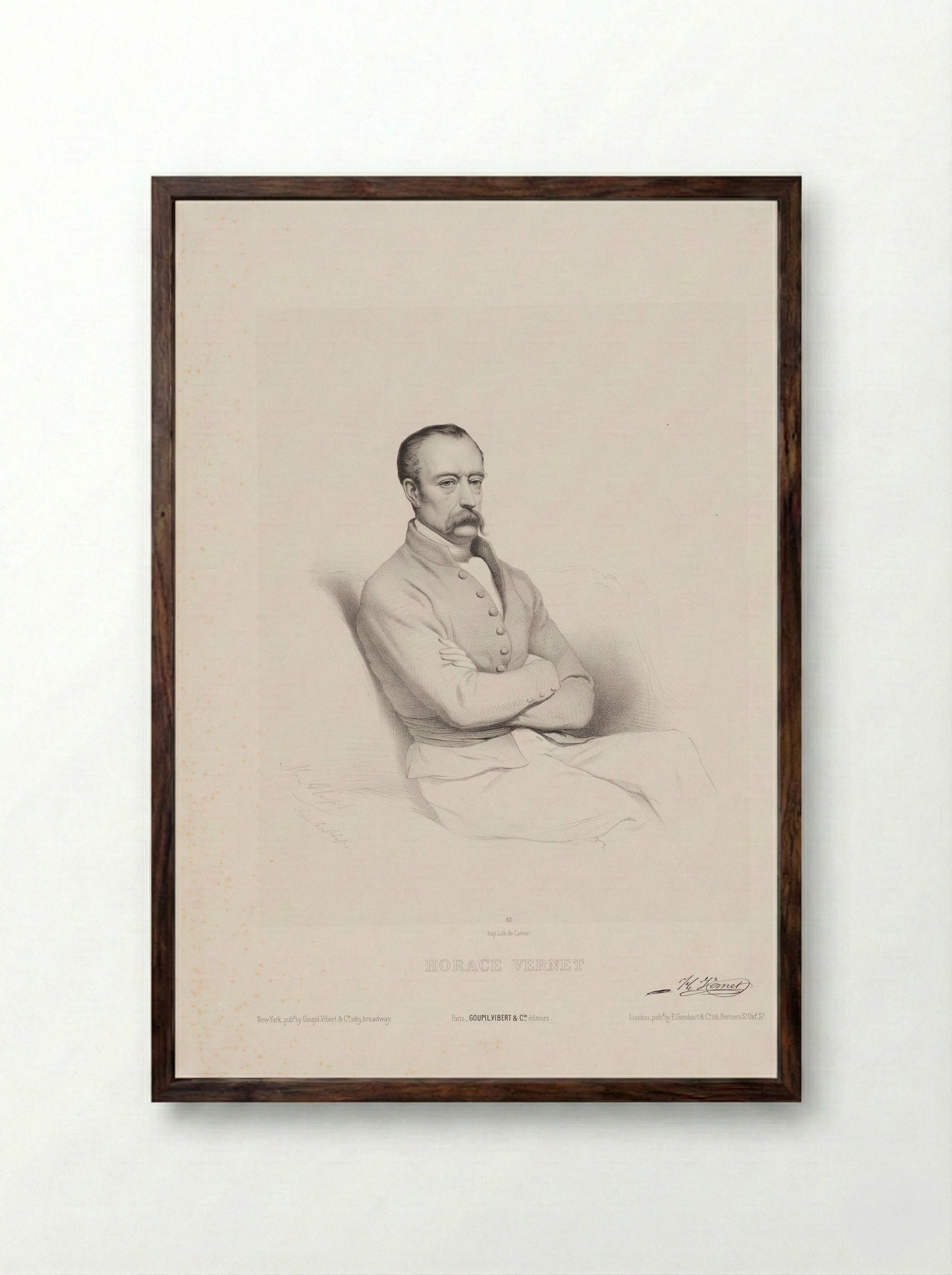 Portrait of Horace Vernet - Horace Vernet - Framed Print Dark Wood