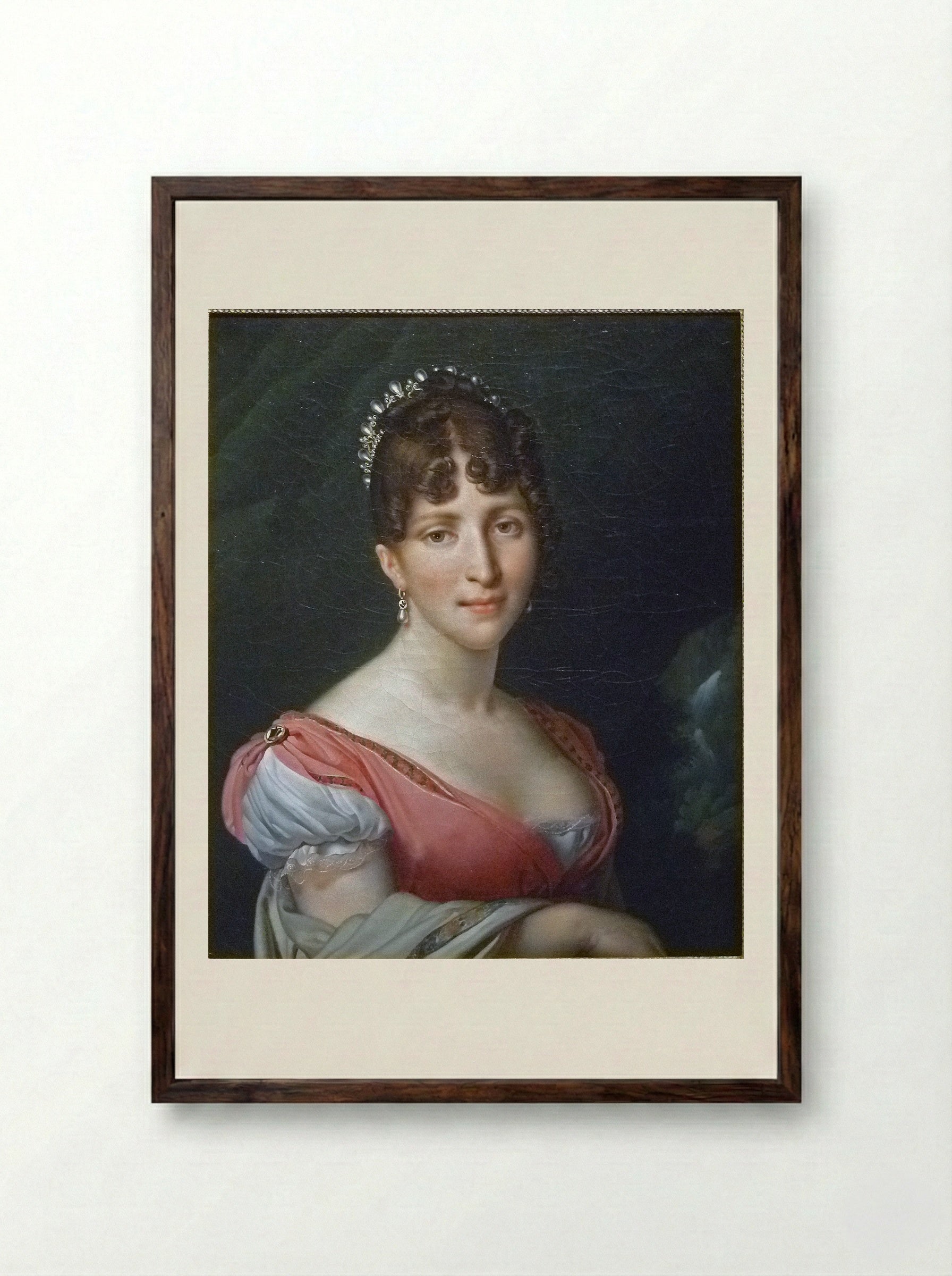 Portrait of Hortense de Beauharnais - Anne-Louis Girodet-Trioson - Framed Print Dark Wood