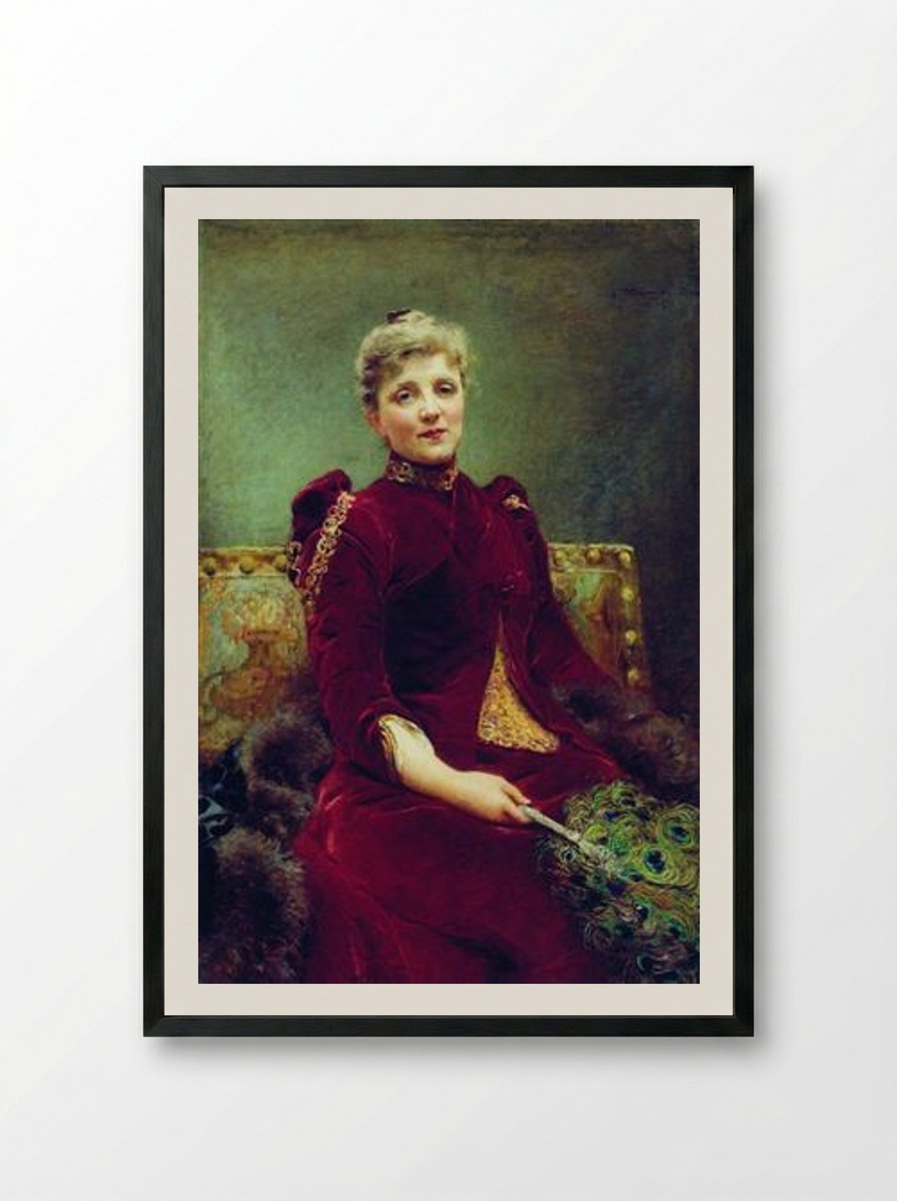 Portrait of Hudenkova - Konstantin Makovsky - Framed Print Black