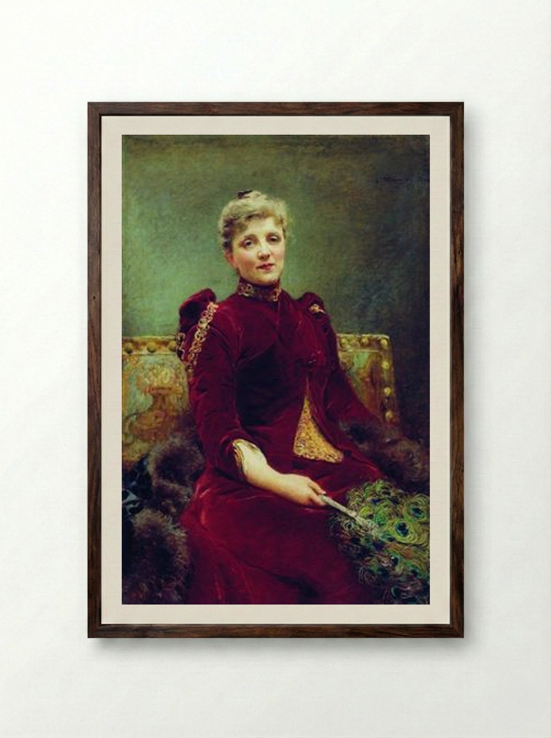 Portrait of Hudenkova - Konstantin Makovsky - Framed Print Dark Wood