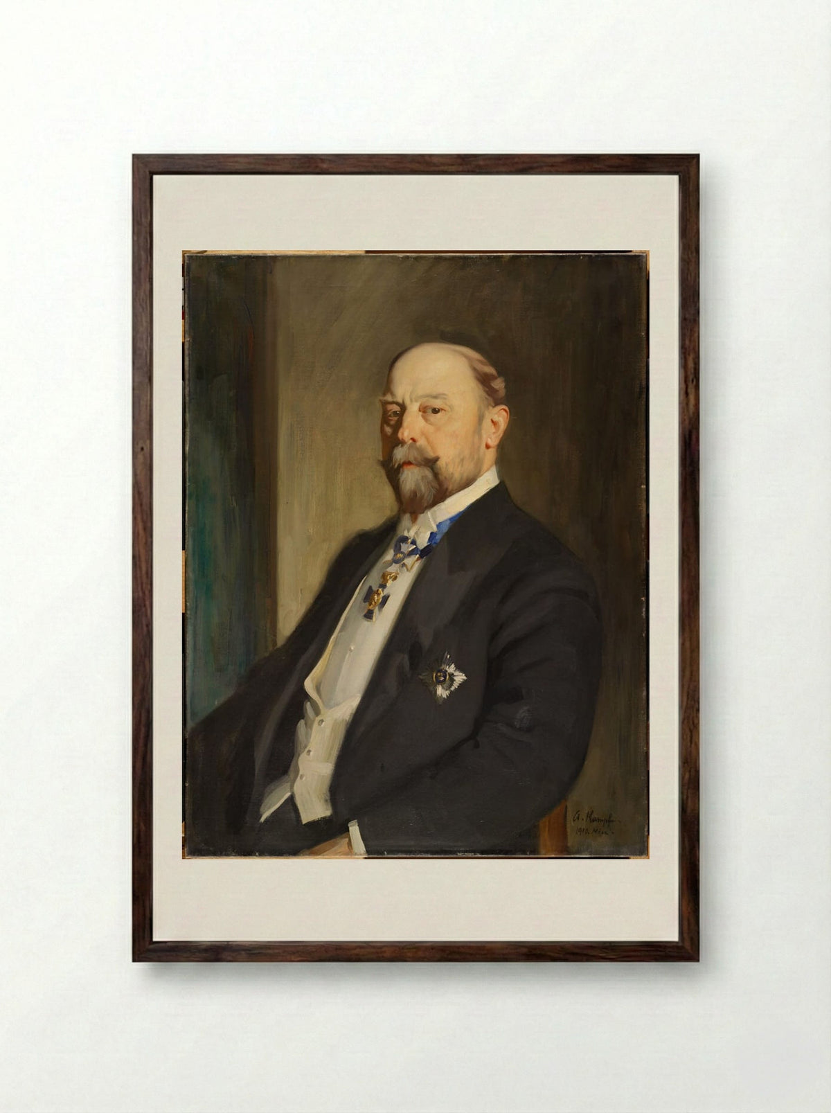 Portrait of Hugo Reisinger - Arthur Kampf - Framed Print Dark Wood