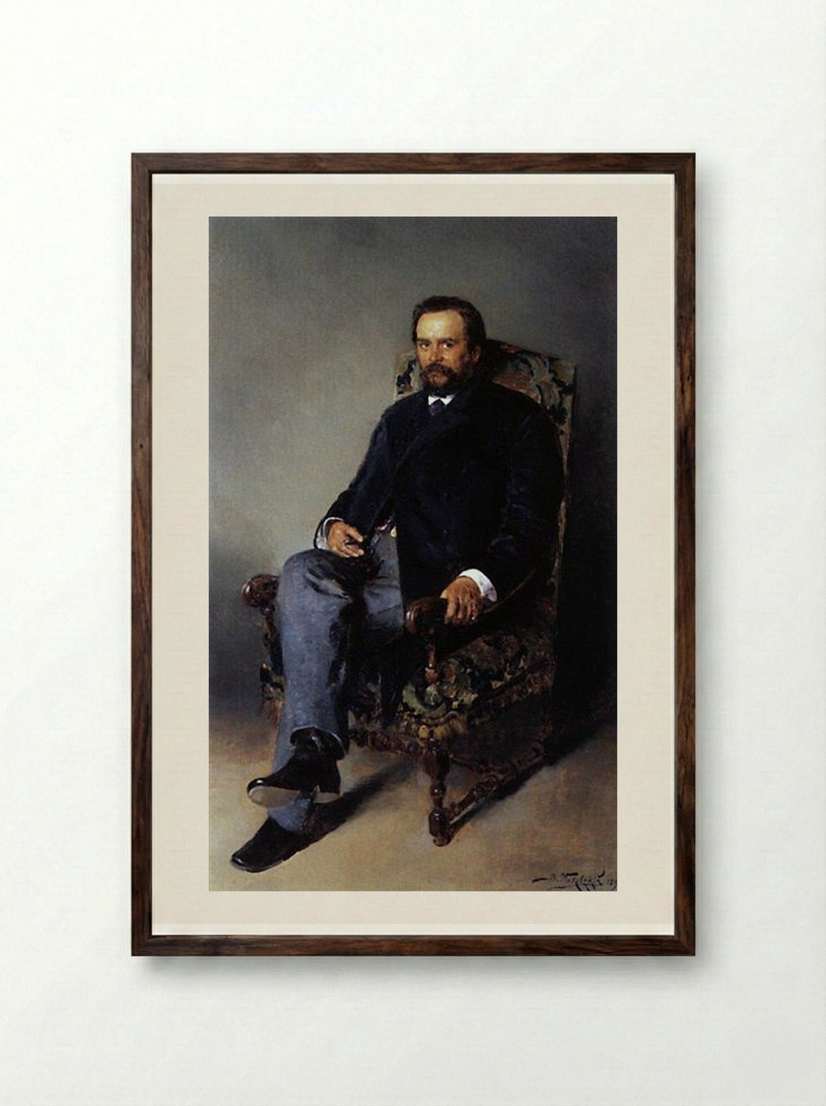 Portrait of I. E. Tsvetkov - Vladimir Makovsky - Framed Print Dark Wood