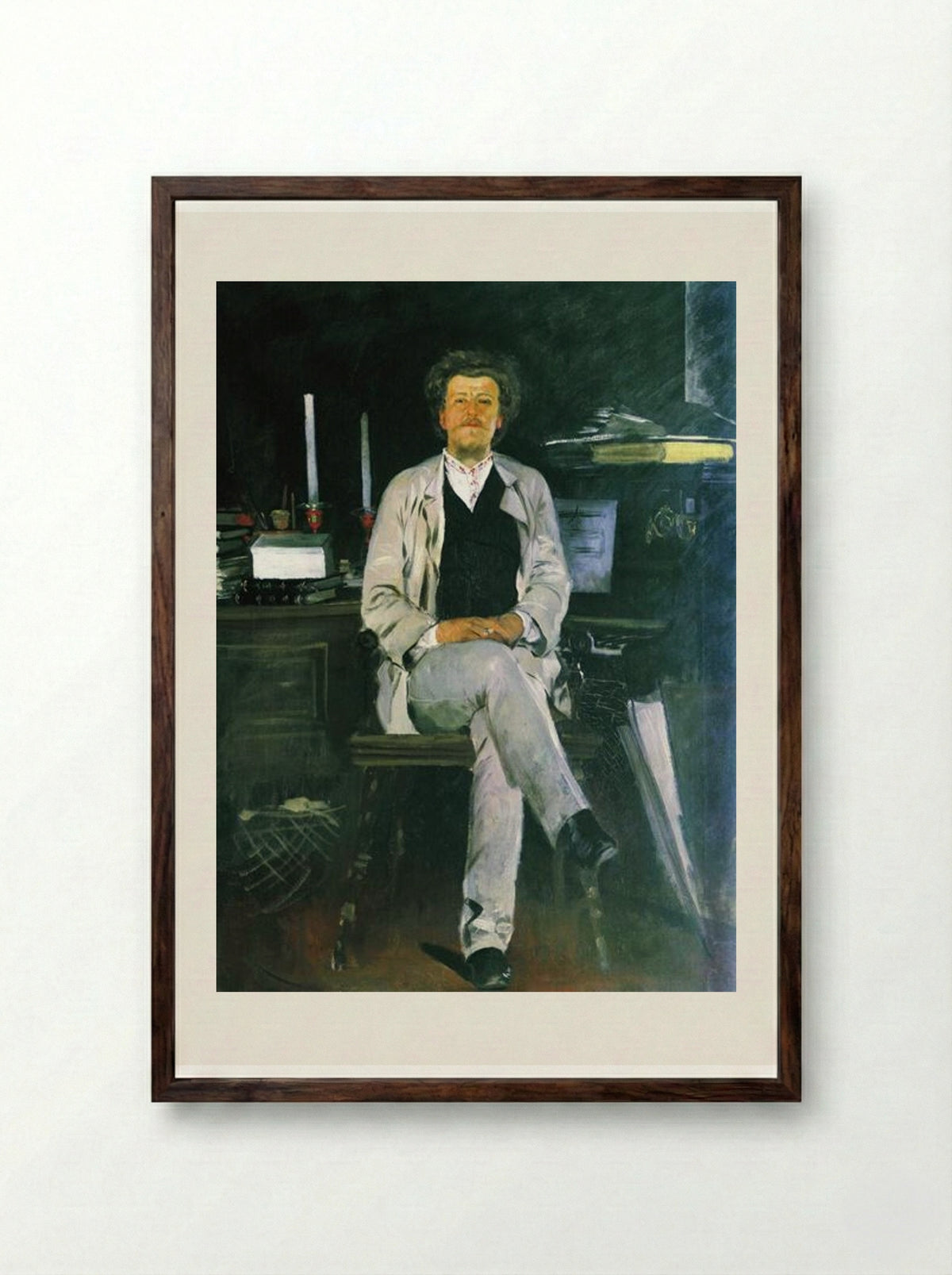 Portrait of I. F. Tyumenev - Andrei Ryabushkin - Framed Print Dark Wood
