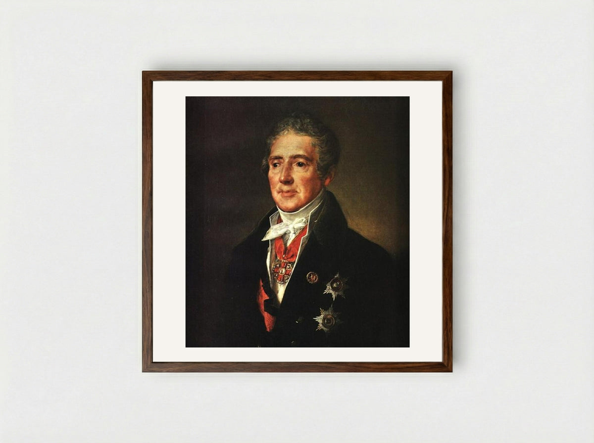 Portrait of I. I. Dmitriyev - Vasily Tropinin - Framed Print Dark Wood