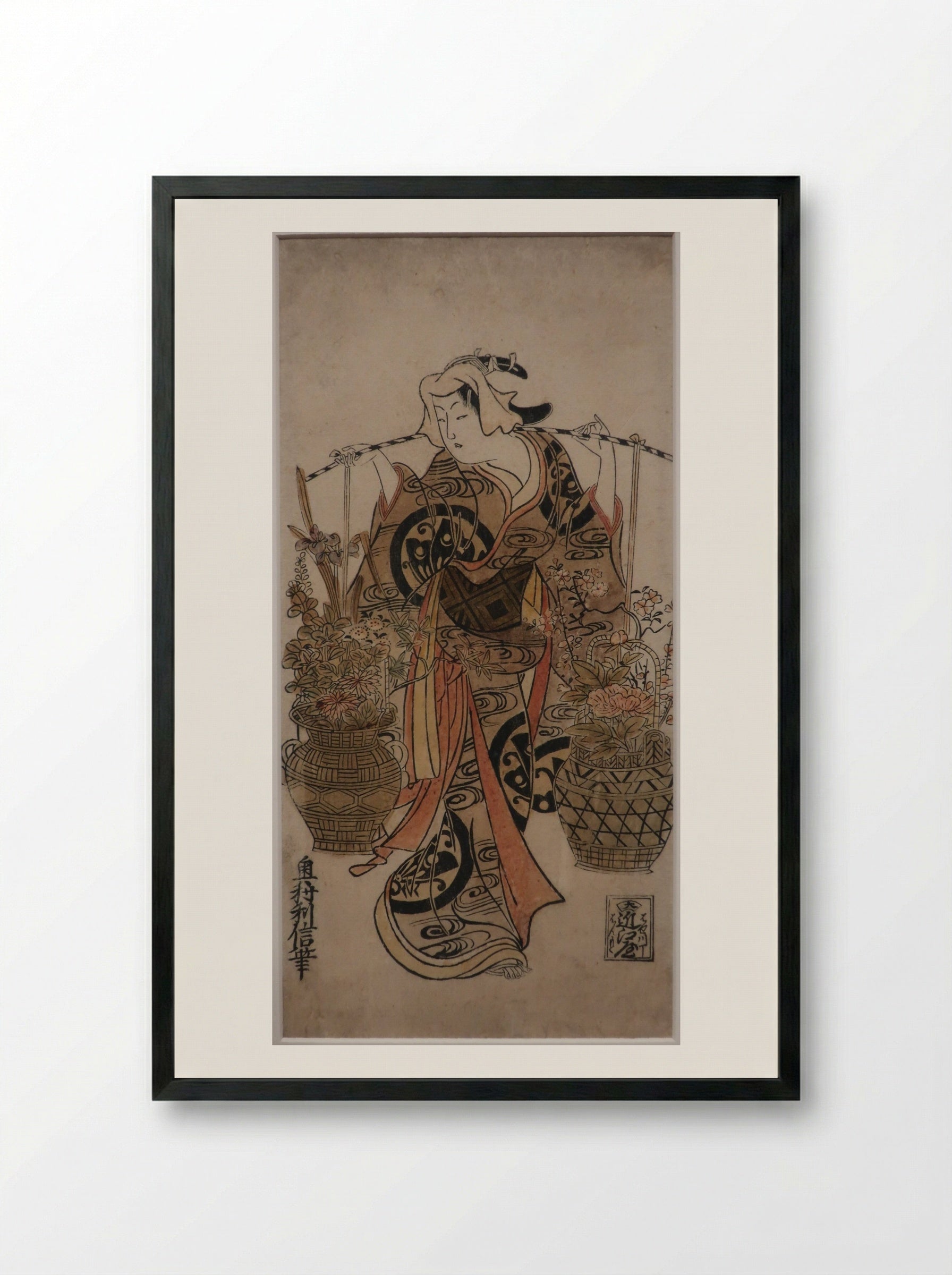 Portrait of Ichimura Takenojō and Sanjō Kantarō - Okumura Toshinobu - Framed Print Black