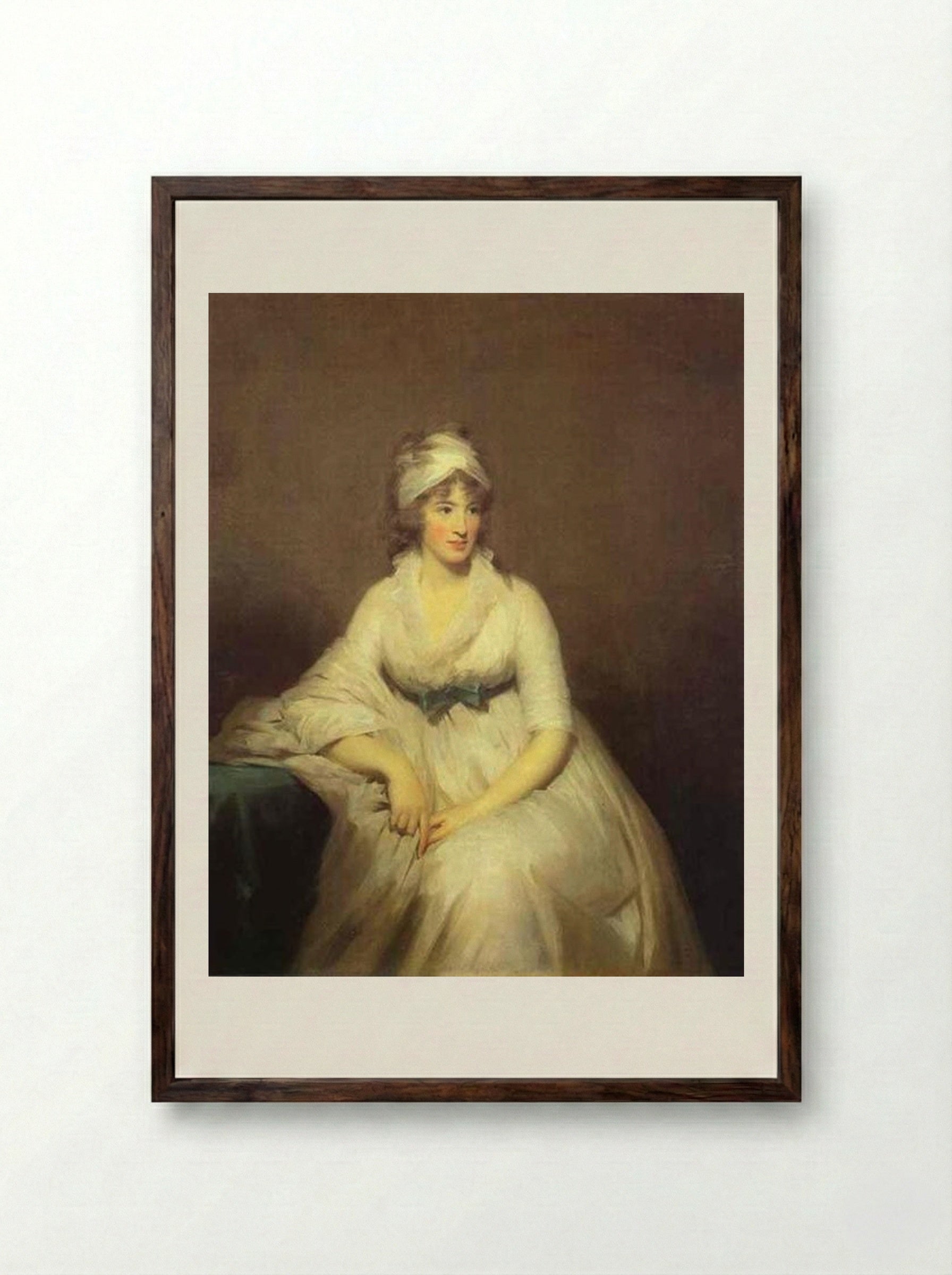 Portrait of Isabella McLeod, Mrs. James Gregory - Henry Raeburn - Framed Print Dark Wood