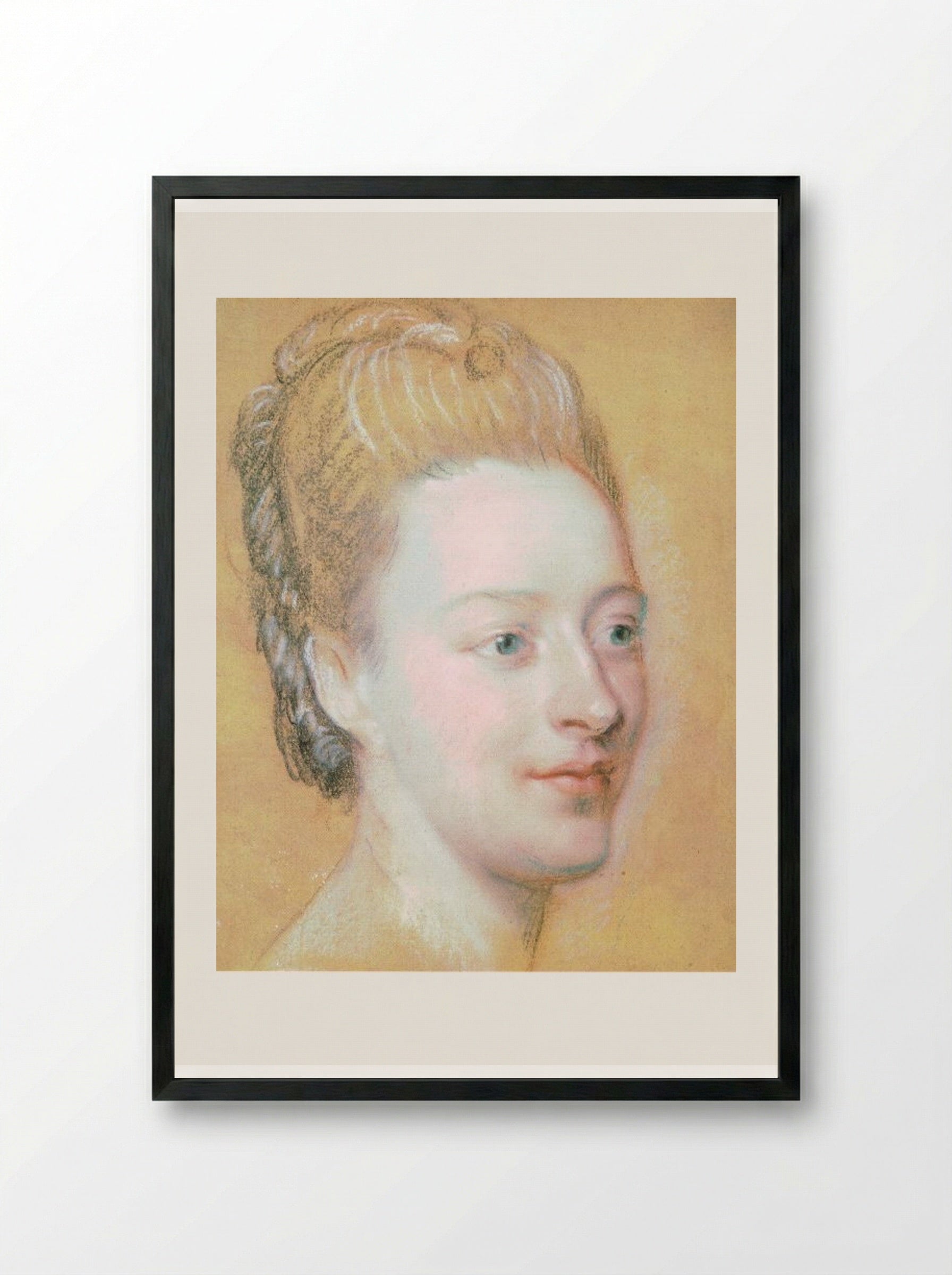 Portrait of Isabelle de Charrière - Maurice Quentin de La Tour - Framed Print Black