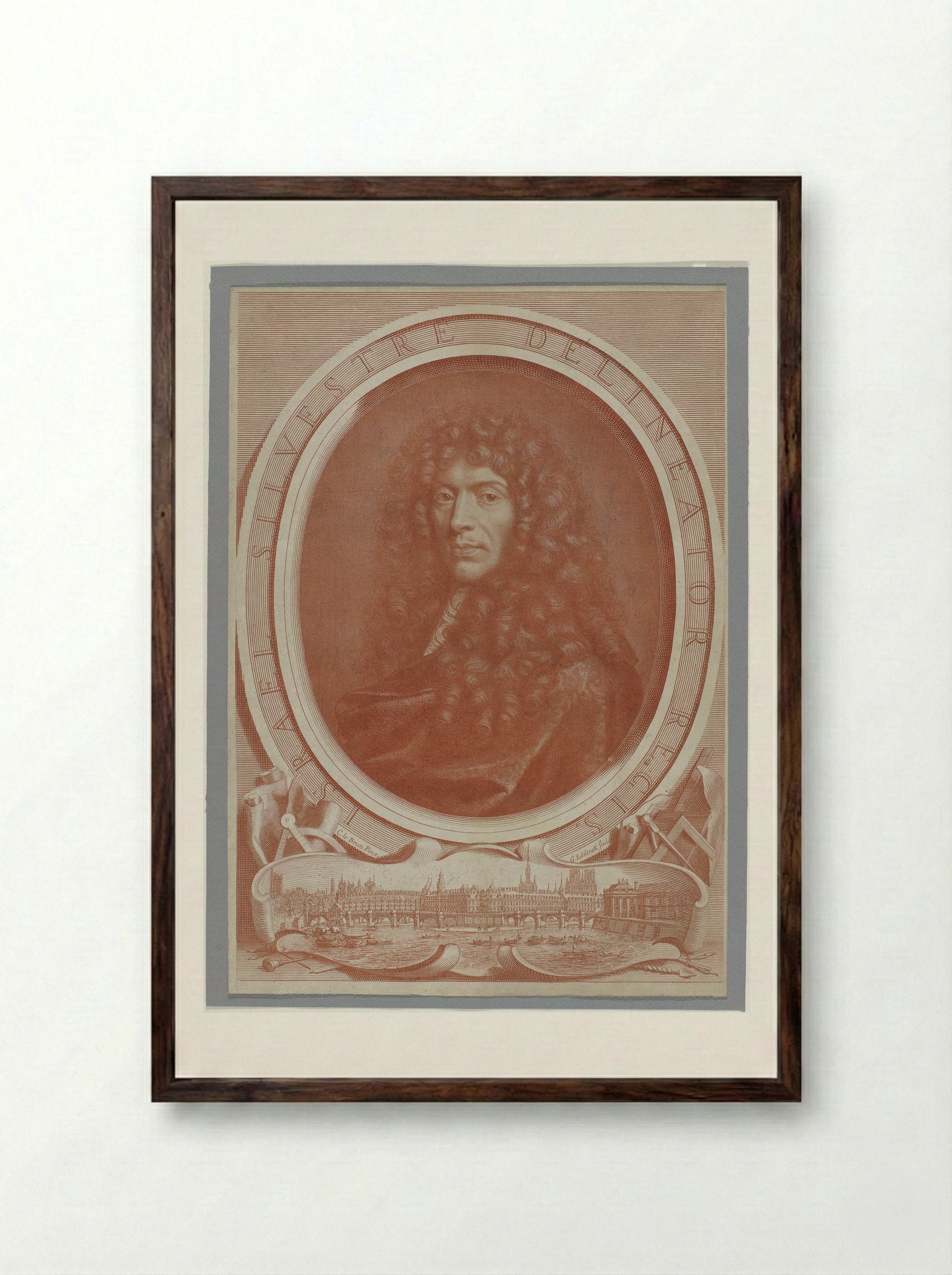 Portrait of Israël Silvestre - Gérard Edelinck - Framed Print Dark Wood