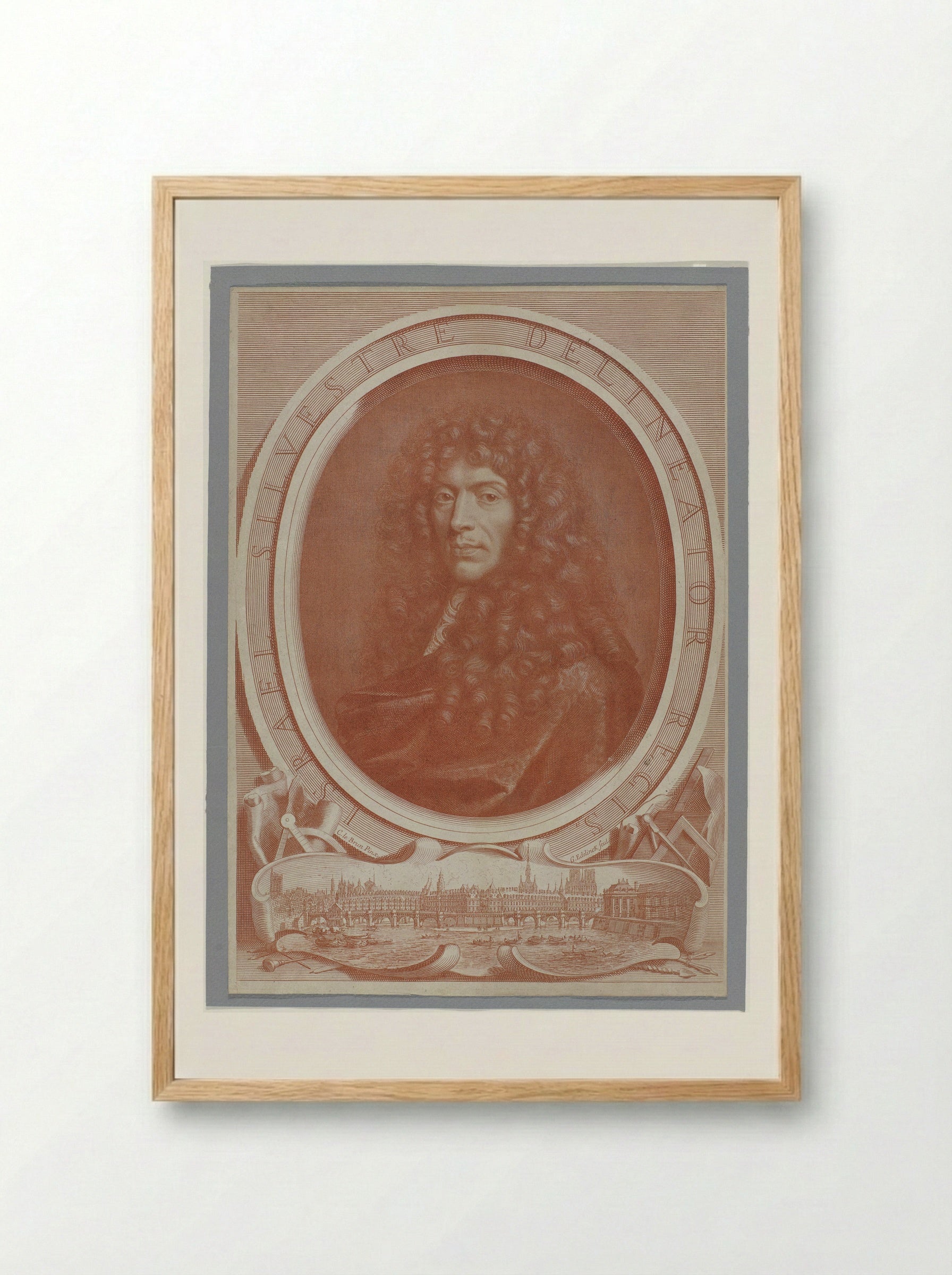 Portrait of Israël Silvestre - Gérard Edelinck - Framed Print Wood