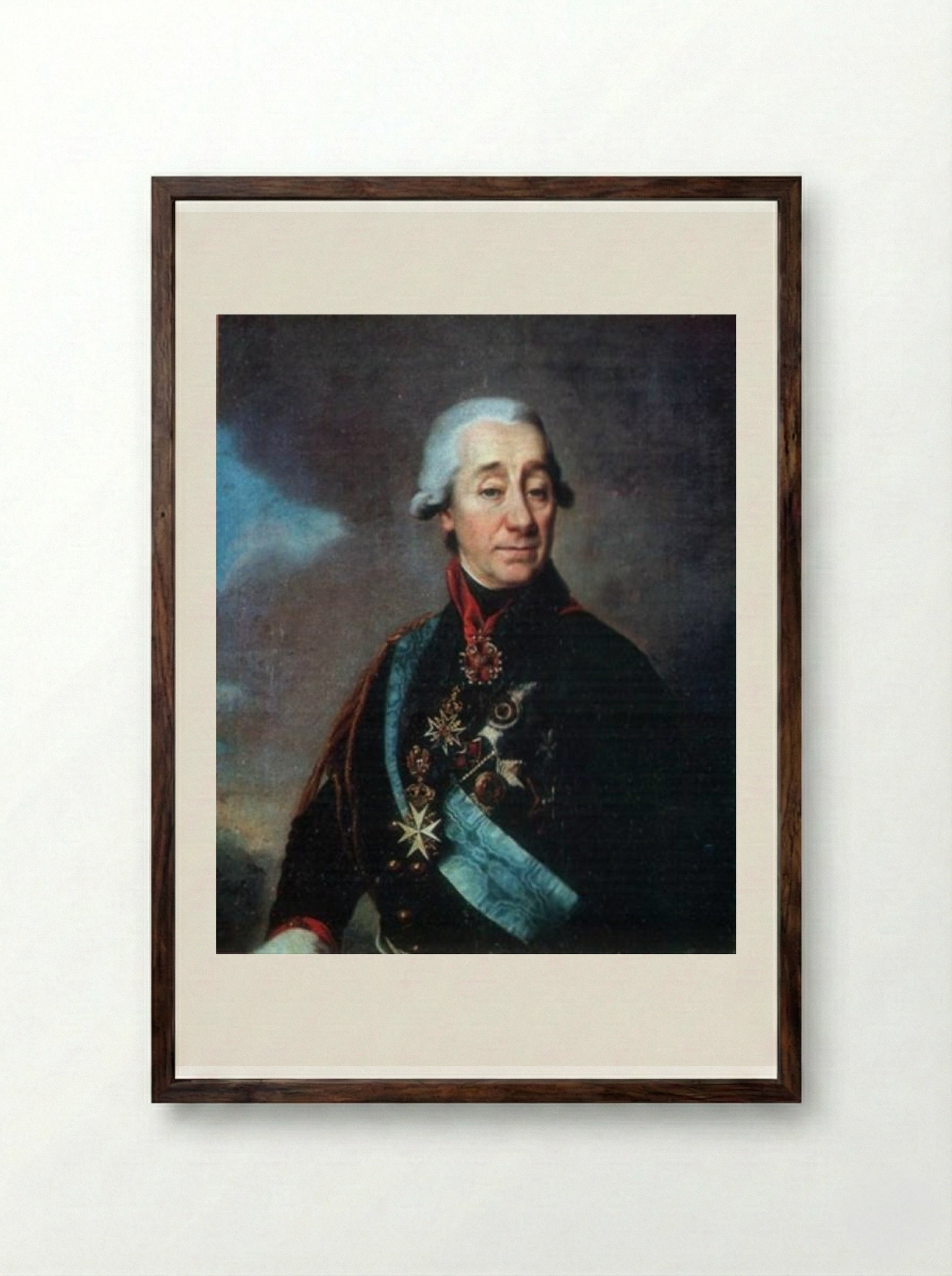 Portrait of Ivan Varfolomeevich Lamb - Dmitry Levitzky - Framed Print Dark Wood
