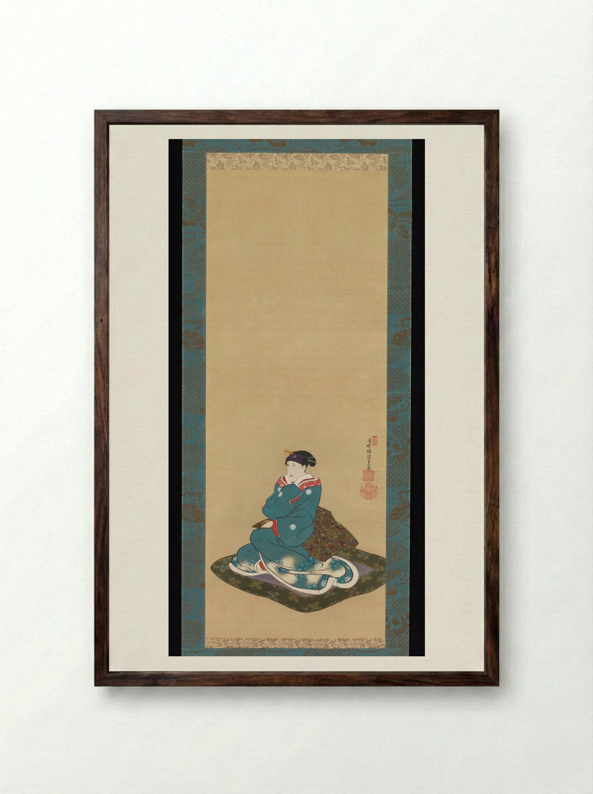 Portrait of Iwai Kumesaburō II - Utagawa Kunisada - Framed Print Dark Wood