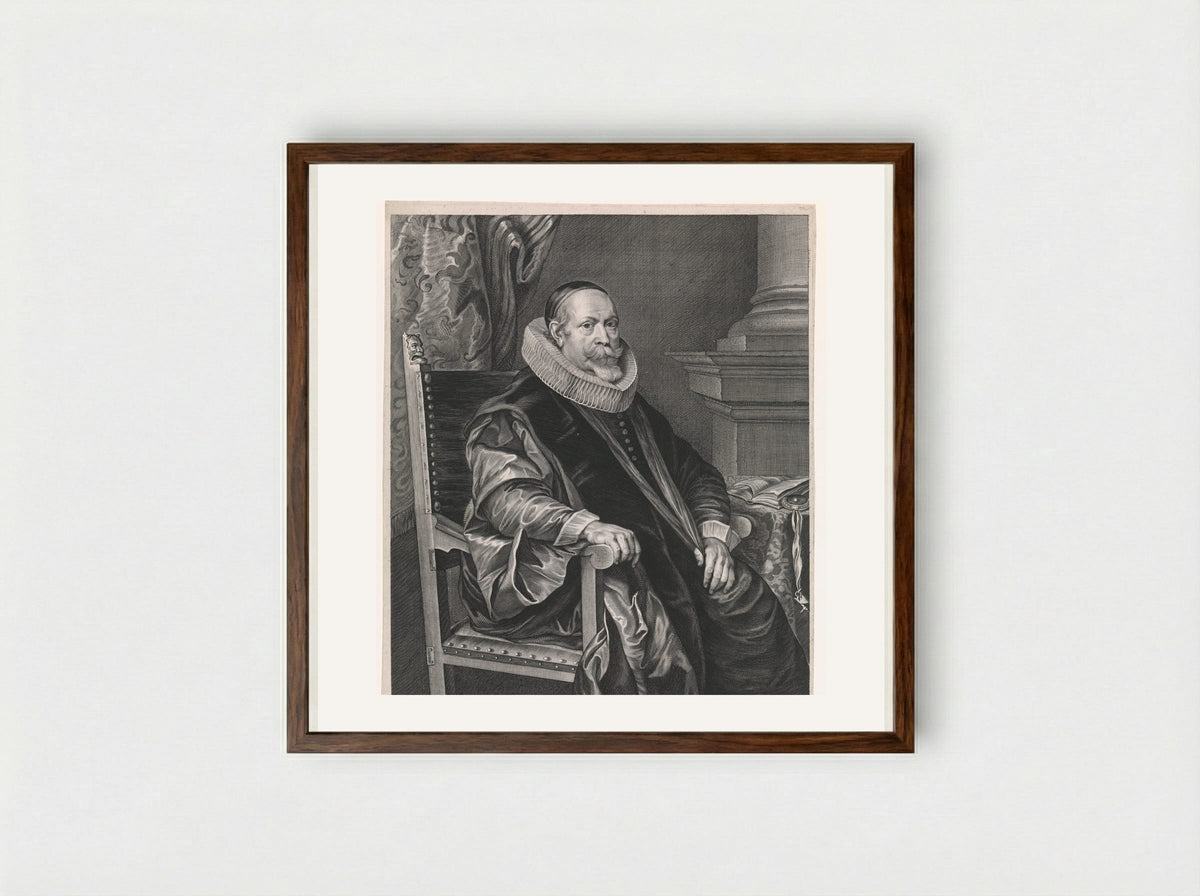 Portrait of Jacob Roelants - Paulus Pontius - Framed Print Dark Wood