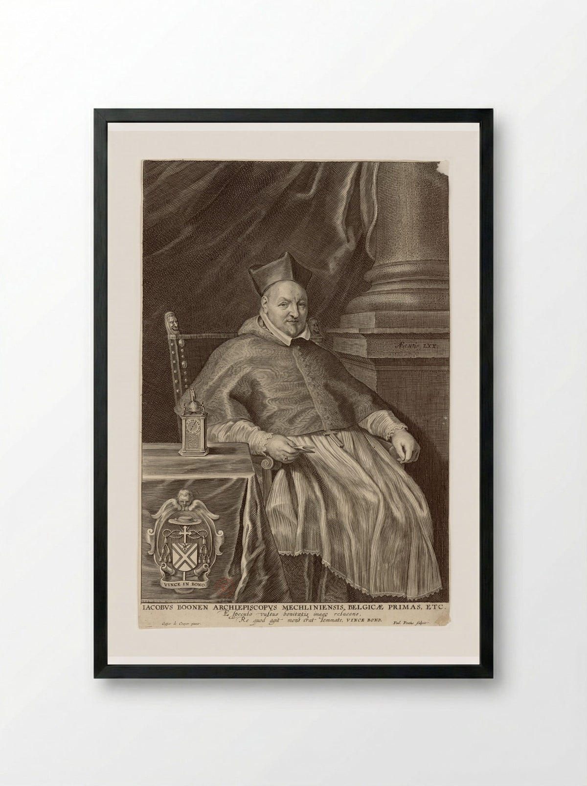 Portrait of Jacobus Boonen - Paulus Pontius - Framed Print Black