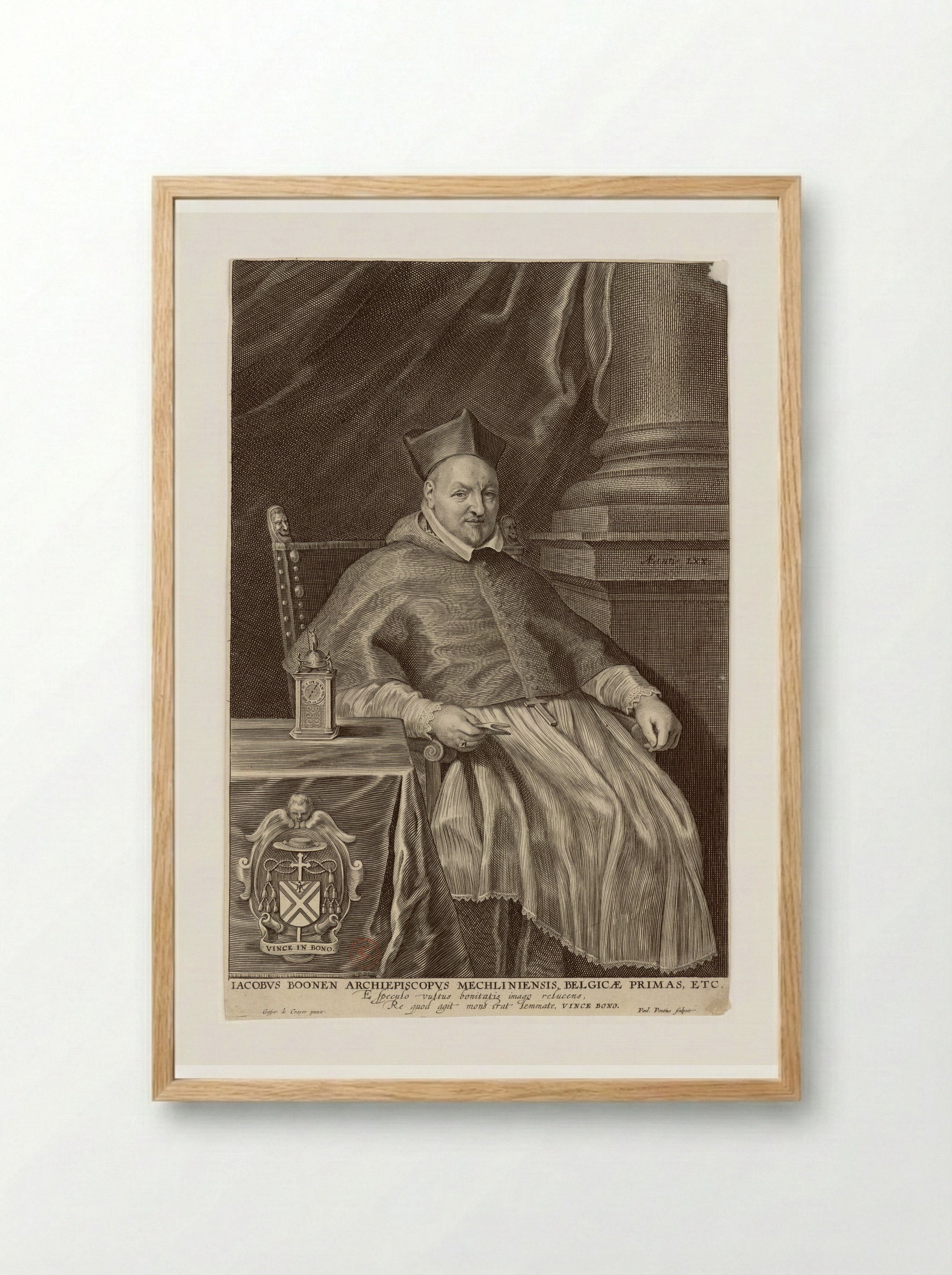 Portrait of Jacobus Boonen - Paulus Pontius - Framed Print Wood