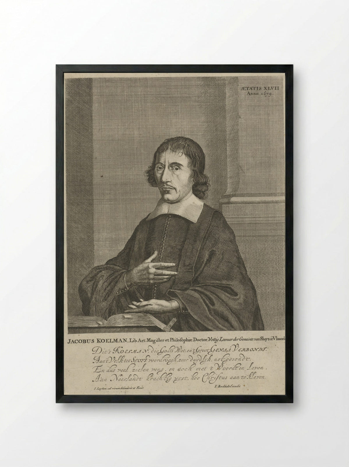 Portrait of Jacobus Koelman - Jan Luyken - Framed Print Black
