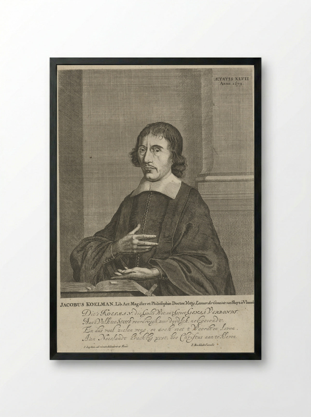 Portrait of Jacobus Koelman - Jan Luyken - Framed Print Black