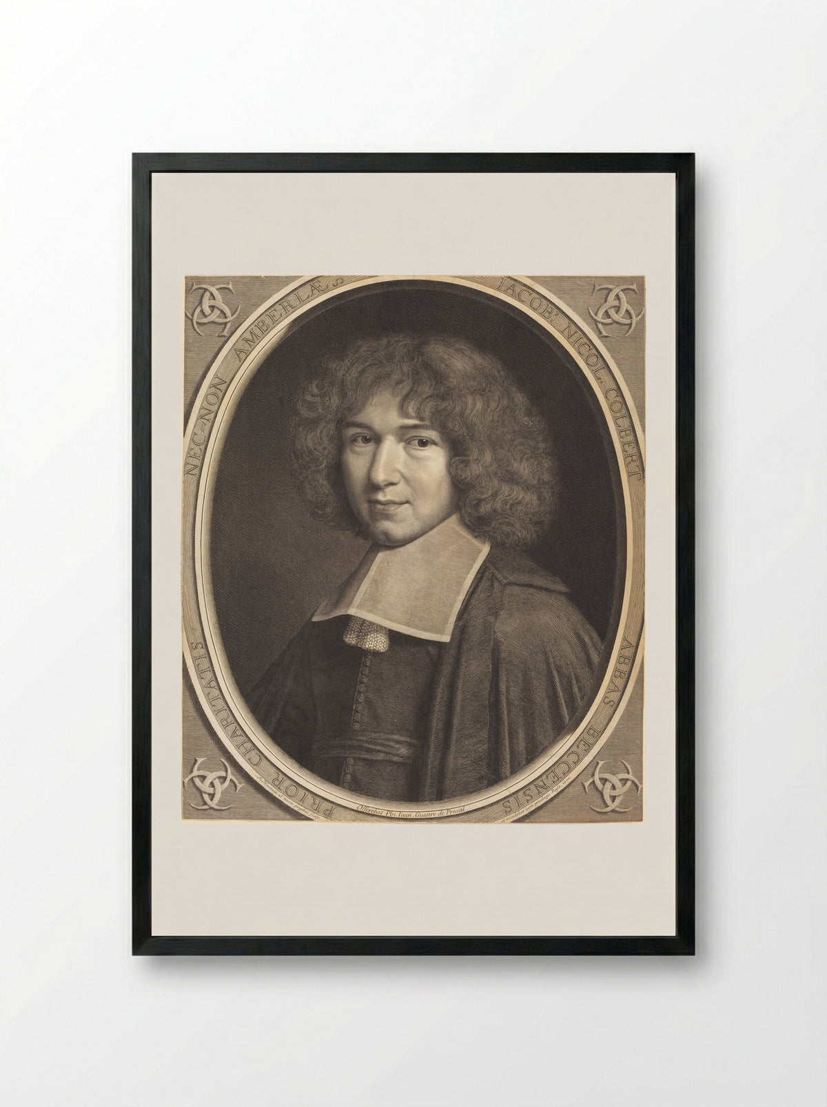Portrait of Jacques-Nicolas Colbert - Robert Nanteuil - Framed Print Black