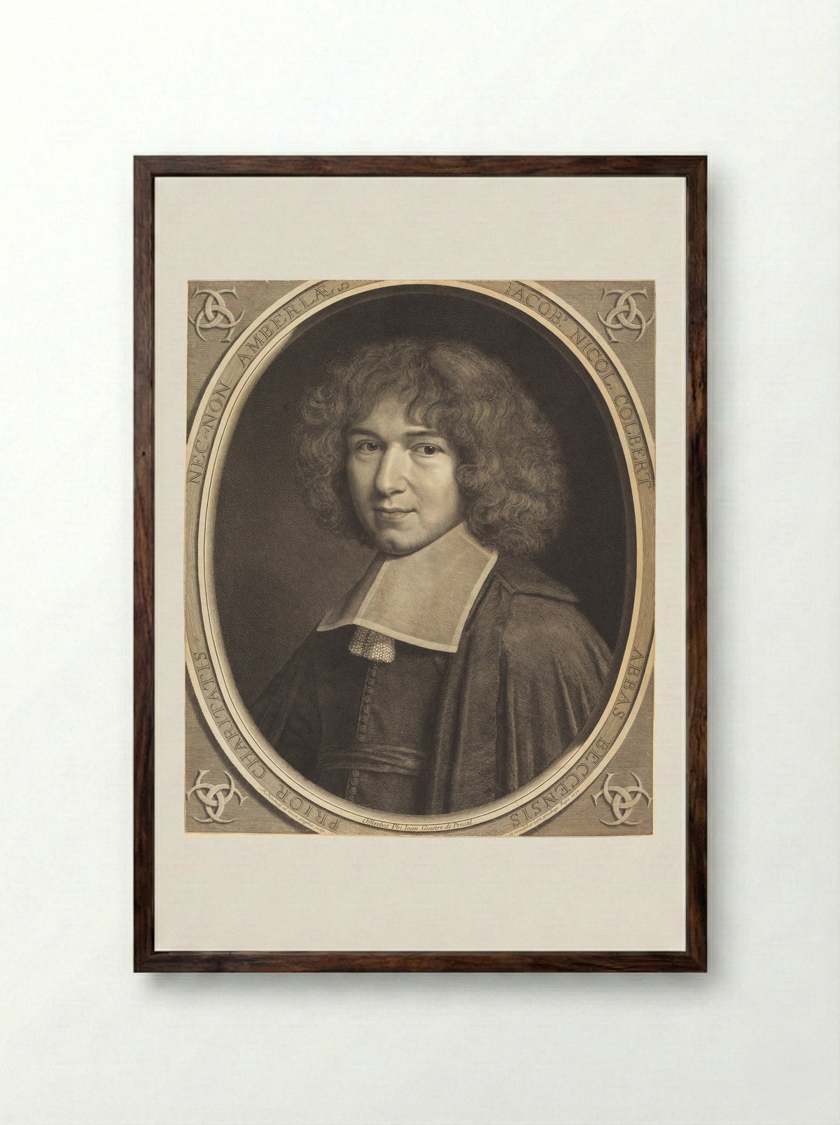Portrait of Jacques-Nicolas Colbert - Robert Nanteuil - Framed Print Dark Wood