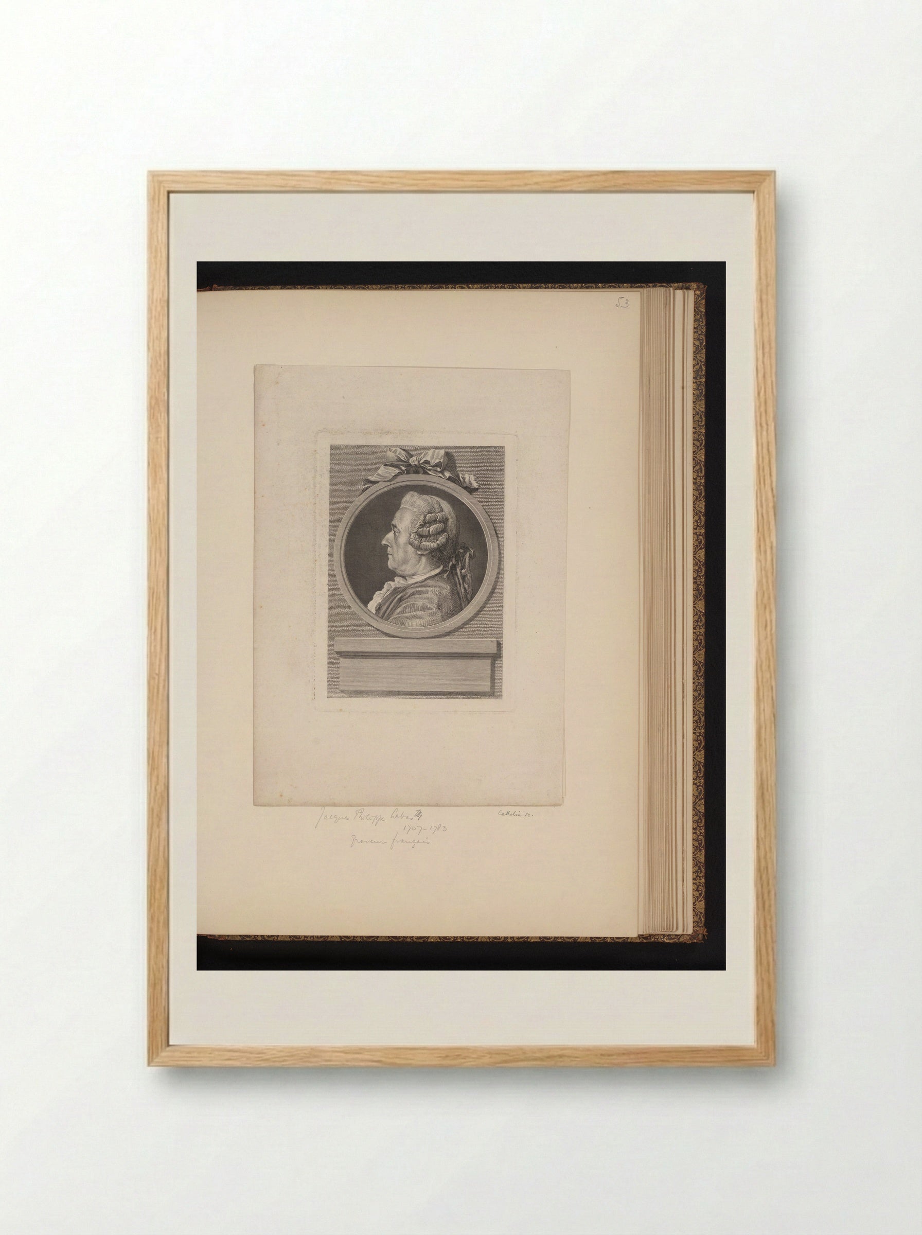 Portrait of Jacques-Philippe Le Bas - Louis-Jacques Cathelin - Framed Print Wood