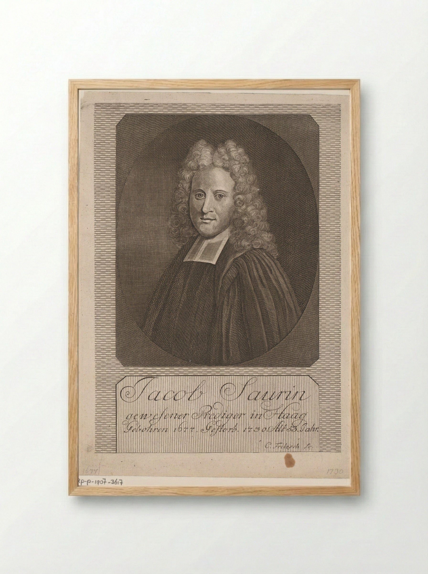 Portrait of Jacques Saurin at Age 53 - Christian Fritzsch - Framed Print Wood