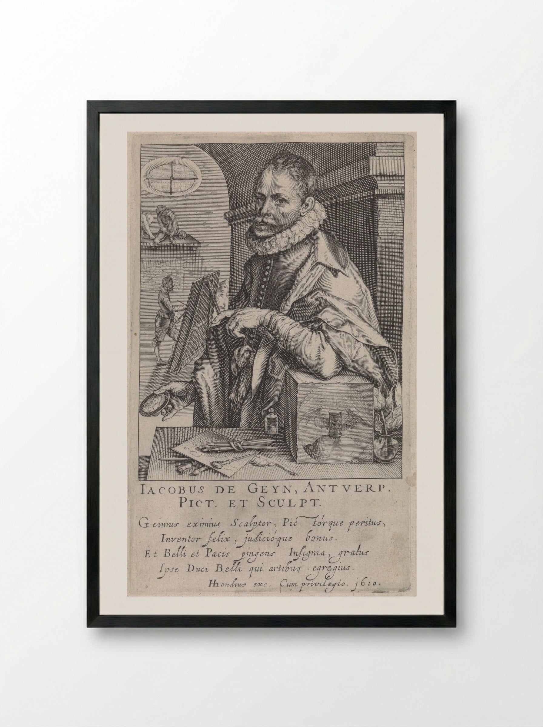 Portrait of Jacques de Gheyn II - Jacques de Gheyn II - Framed Print Black