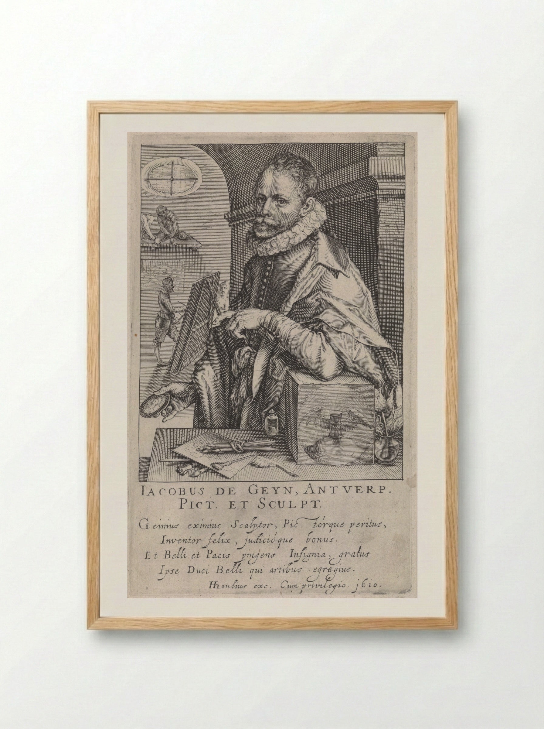 Portrait of Jacques de Gheyn II - Jacques de Gheyn II - Framed Print Wood