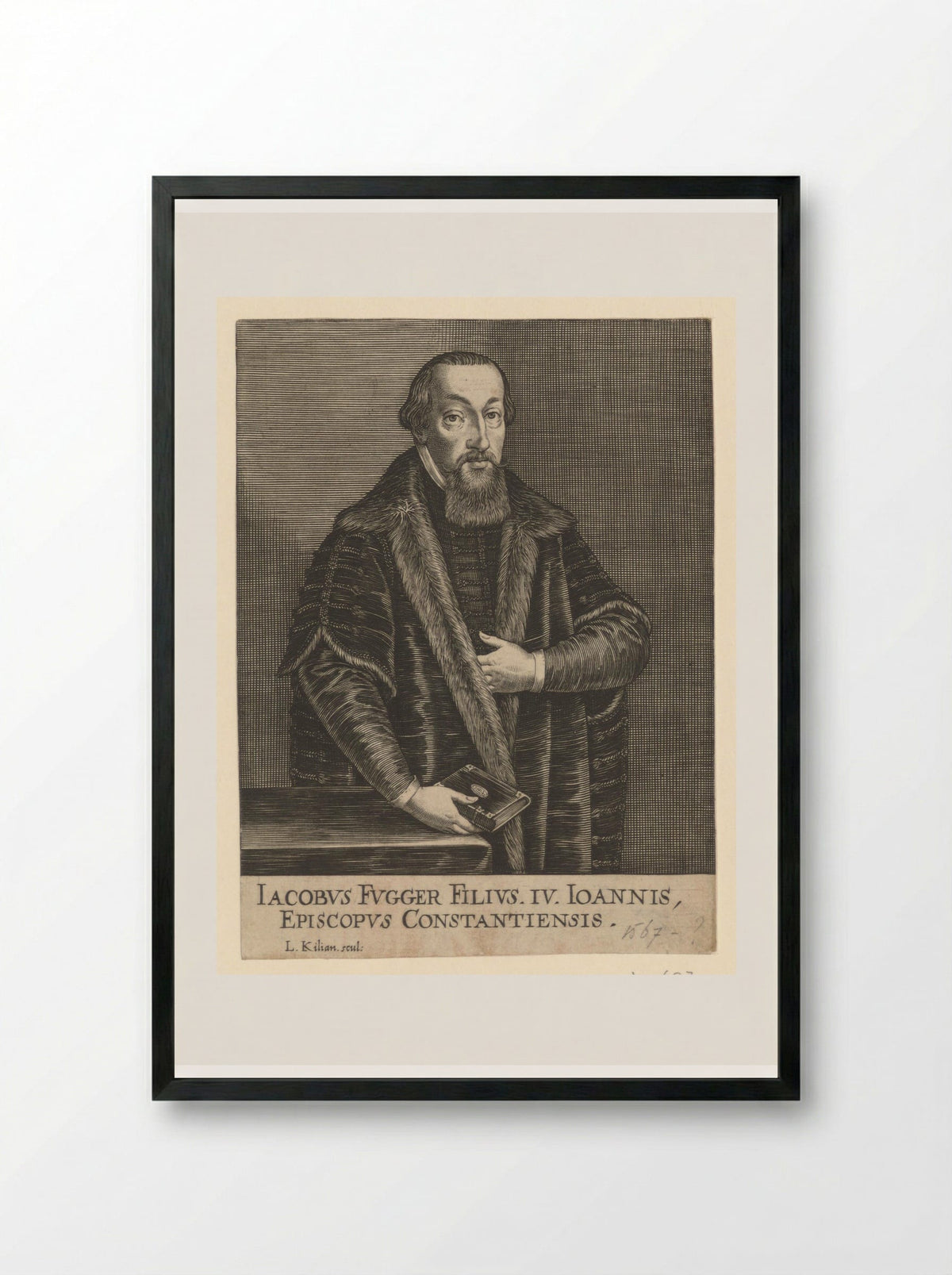 Portrait of Jakob Fugger - Lucas Kilian - Framed Print Black