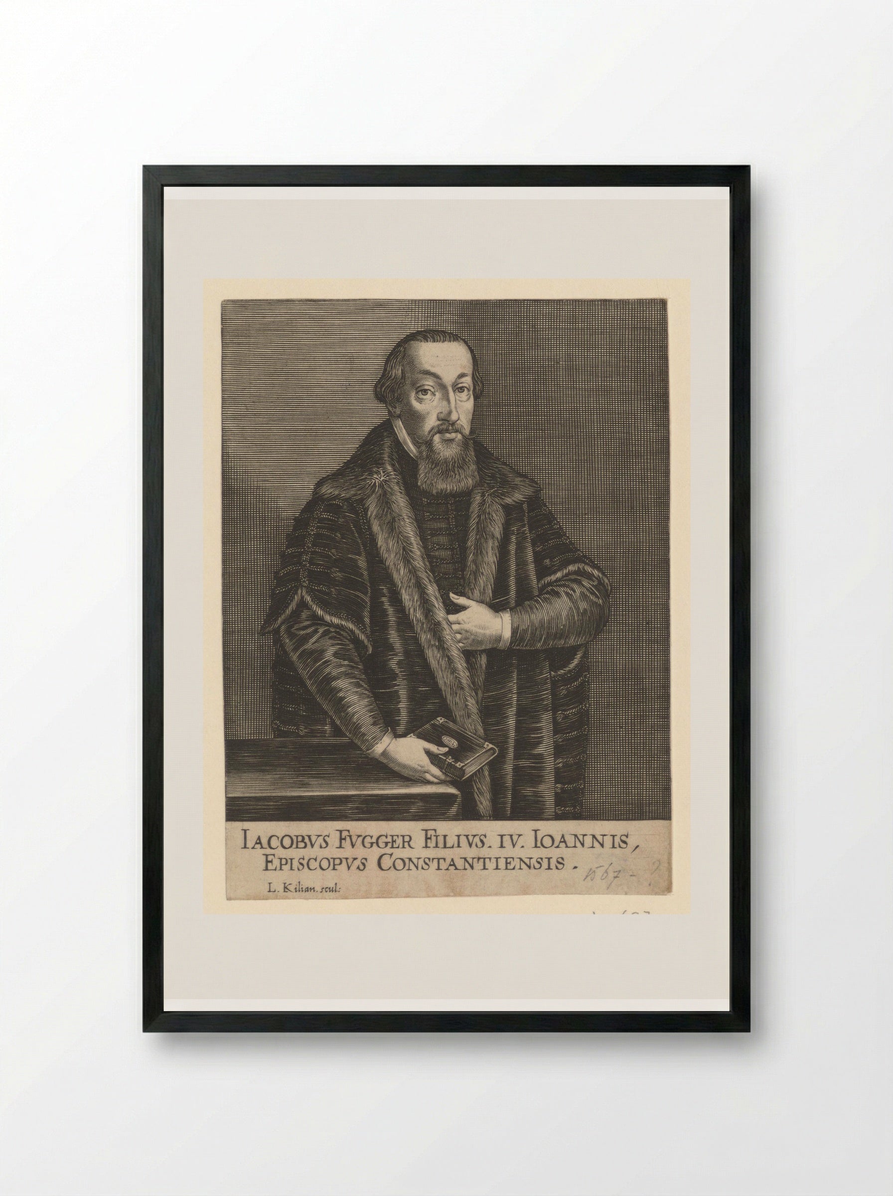 Portrait of Jakob Fugger - Lucas Kilian - Framed Print Black