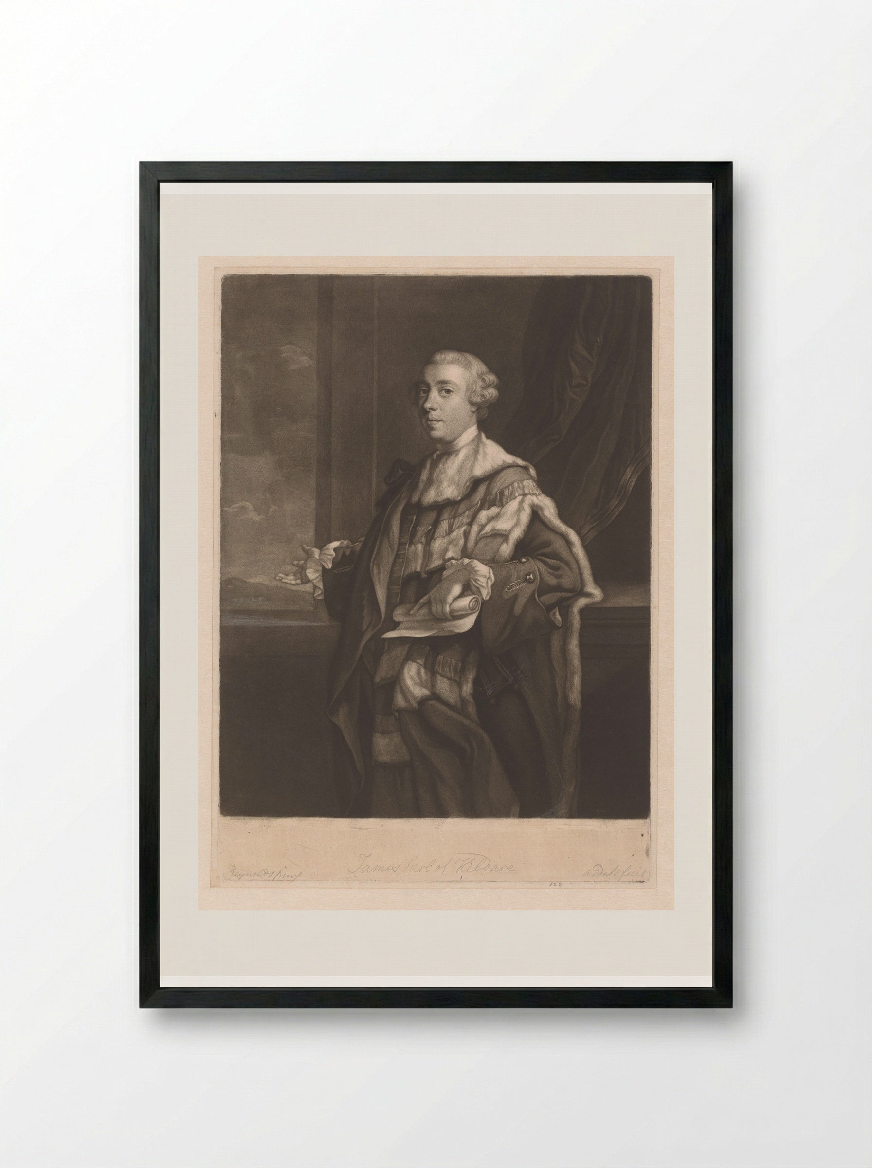 Portrait of James FitzGerald, 1st Duke of Leinster - James McArdell - Framed Print Black