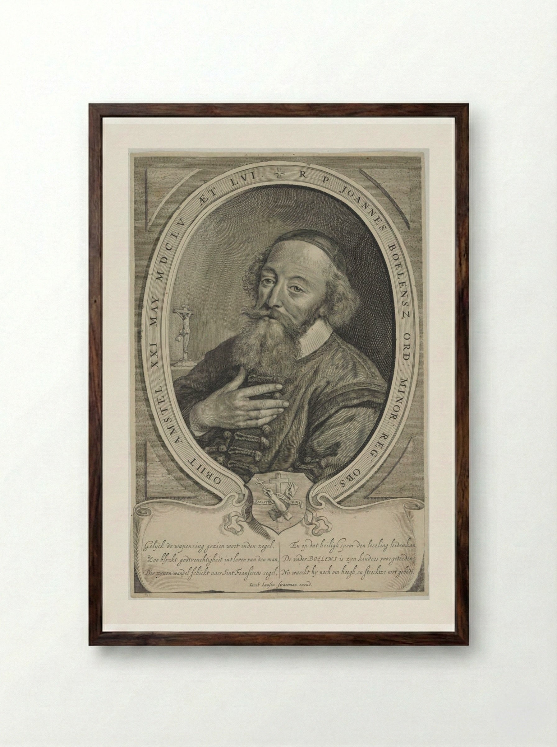 Portrait of Jan Boelensz - Cornelis Visscher - Framed Print Dark Wood